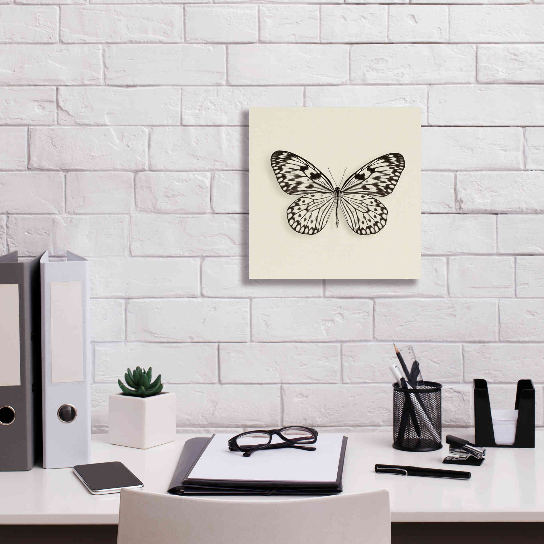 'Butterfly V B&W' by Debra Van Swearingen, Canvas Wall Art,12 x 12