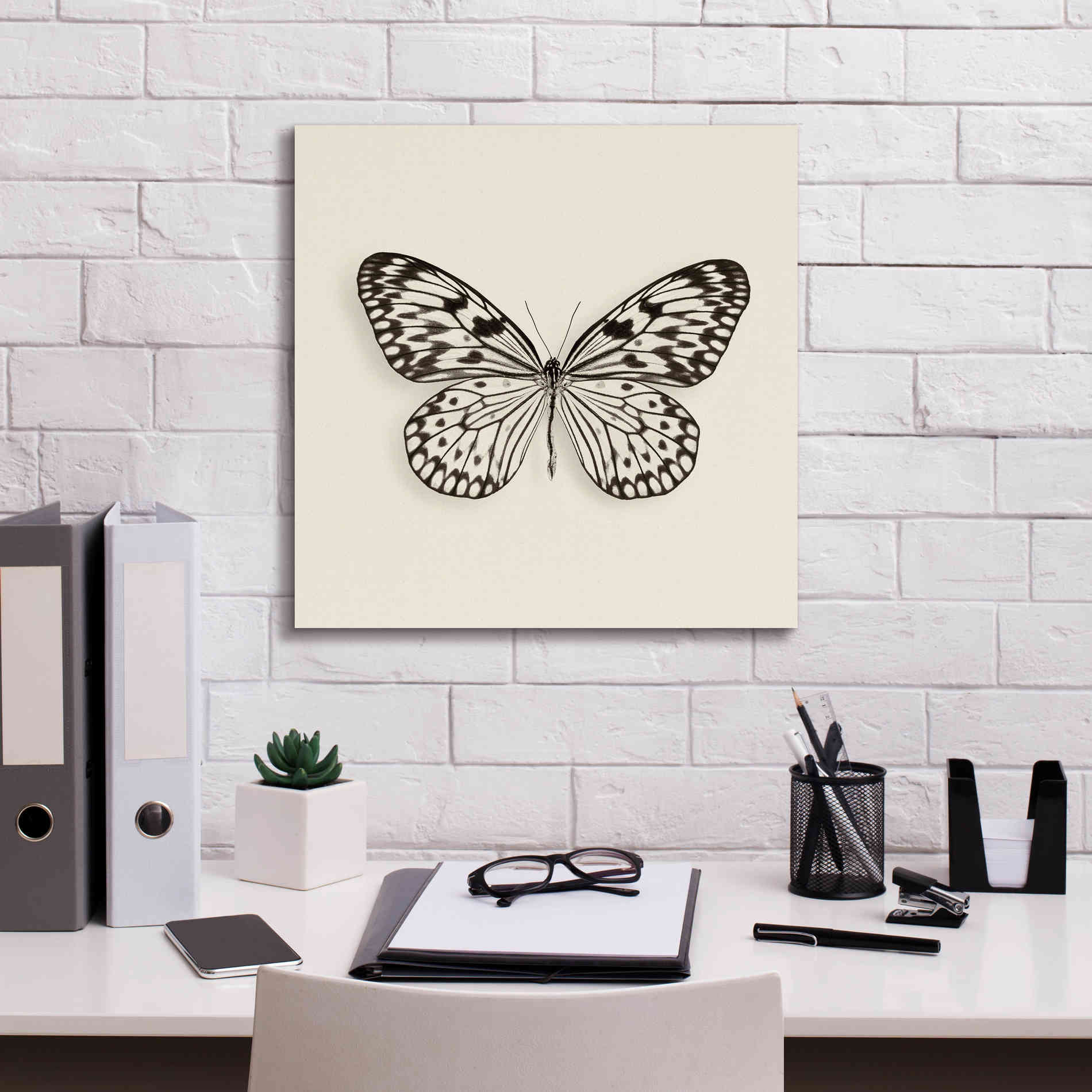 'Butterfly V B&W' by Debra Van Swearingen, Canvas Wall Art,18 x 18