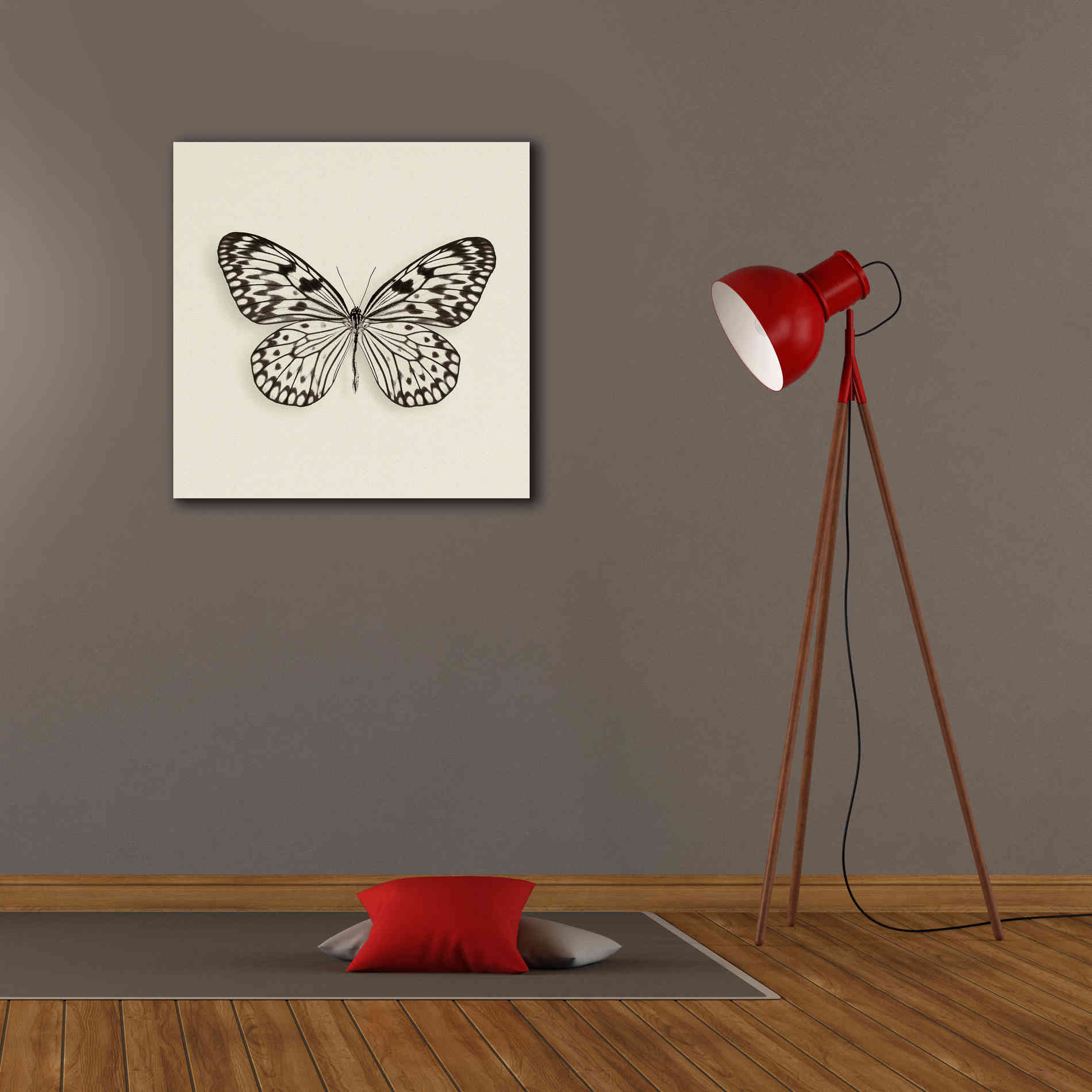 'Butterfly V B&W' by Debra Van Swearingen, Canvas Wall Art,26 x 26