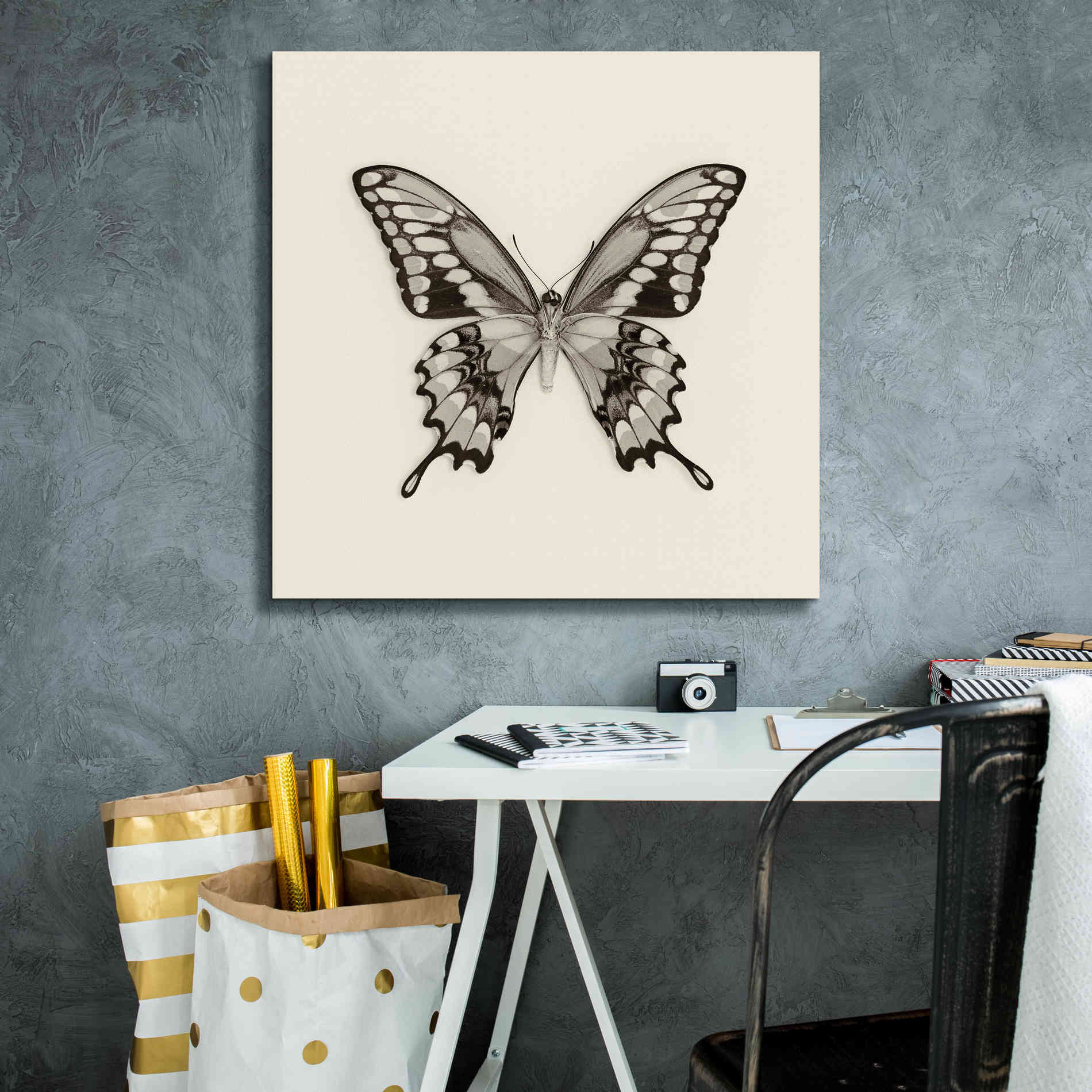 'Butterfly VI B&W' by Debra Van Swearingen, Canvas Wall Art,26 x 26