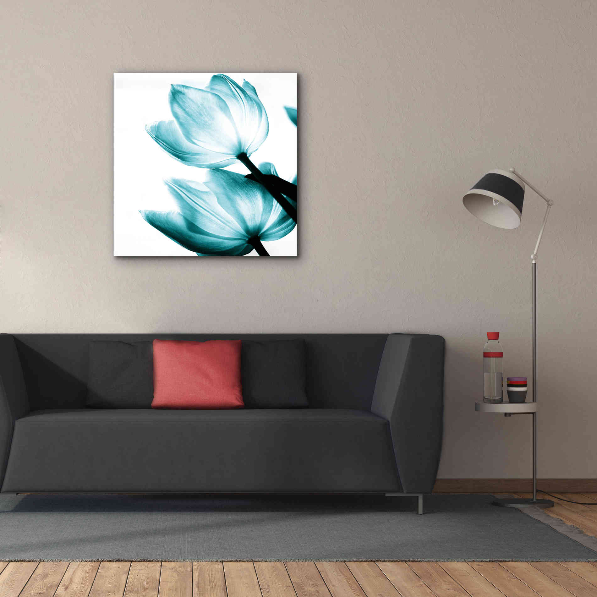 'Translucent Tulips II Teal' by Debra Van Swearingen, Canvas Wall Art,37 x 37