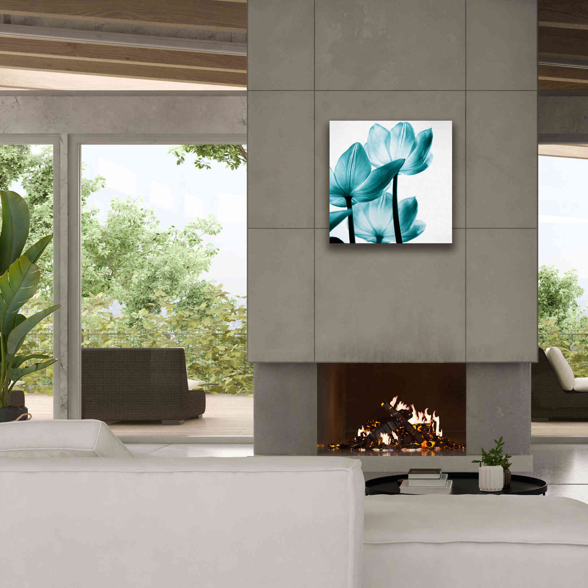 'Translucent Tulips III Teal' by Debra Van Swearingen, Canvas Wall Art,26 x 26