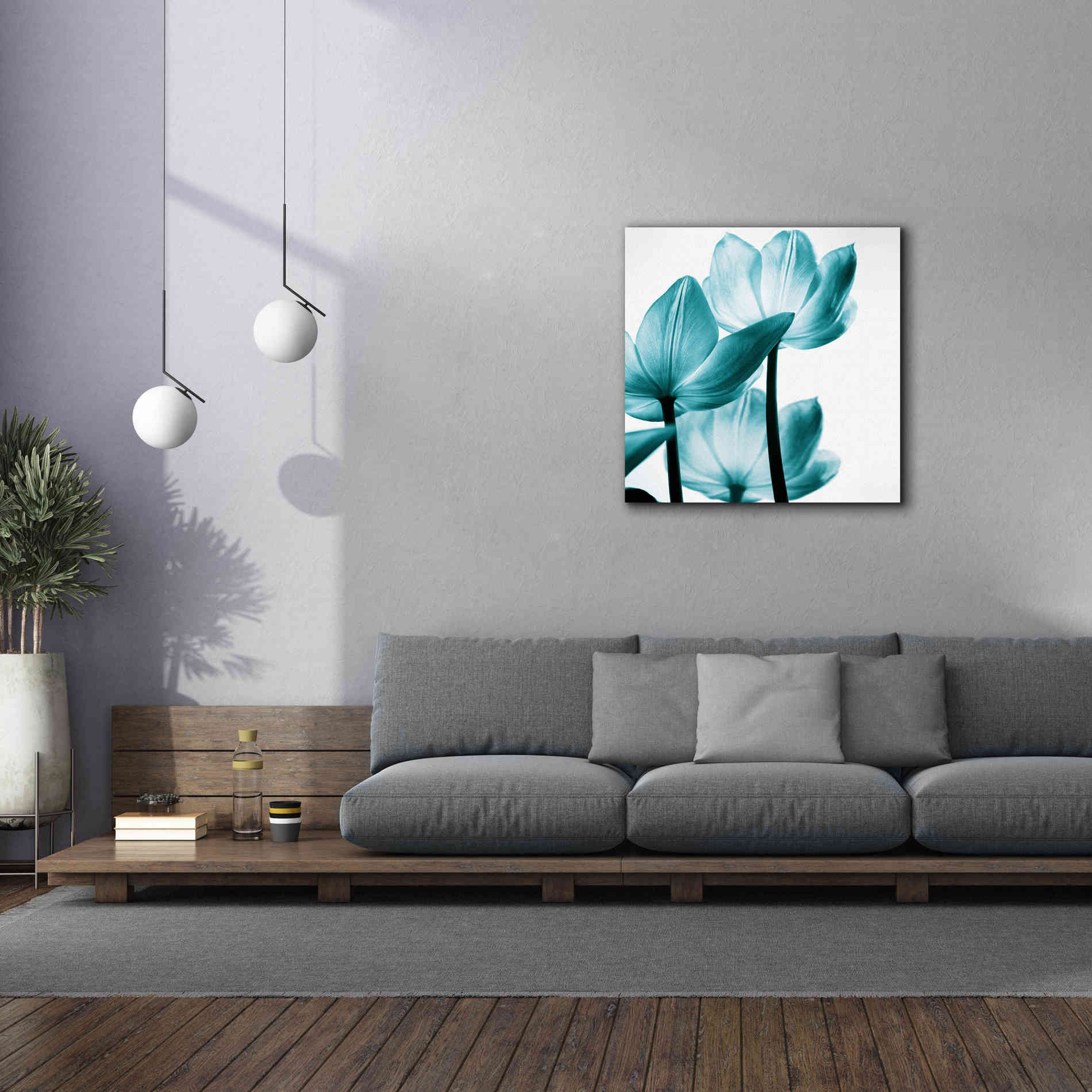 'Translucent Tulips III Teal' by Debra Van Swearingen, Canvas Wall Art,37 x 37