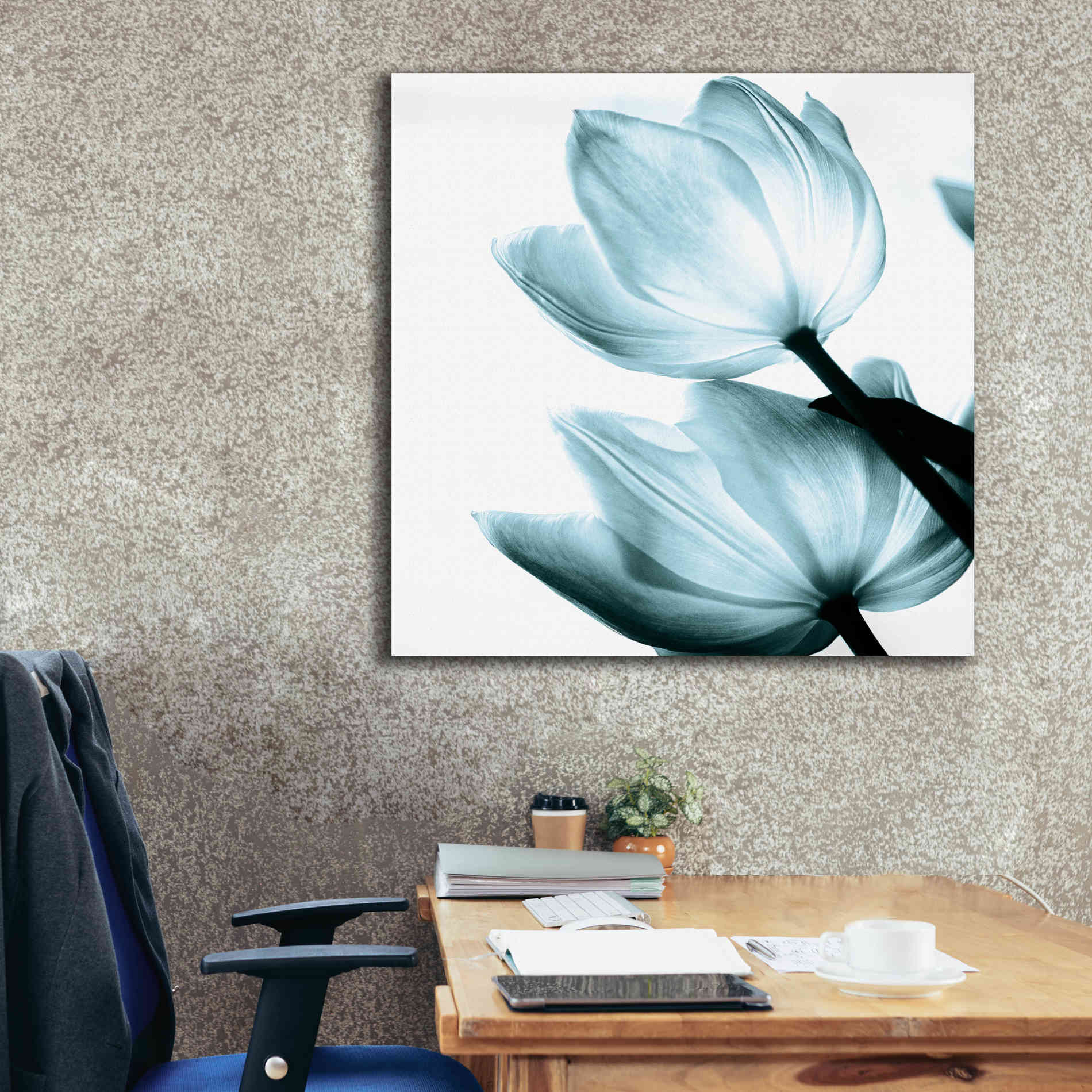 'Translucent Tulips II Aqua' by Debra Van Swearingen, Canvas Wall Art,37 x 37