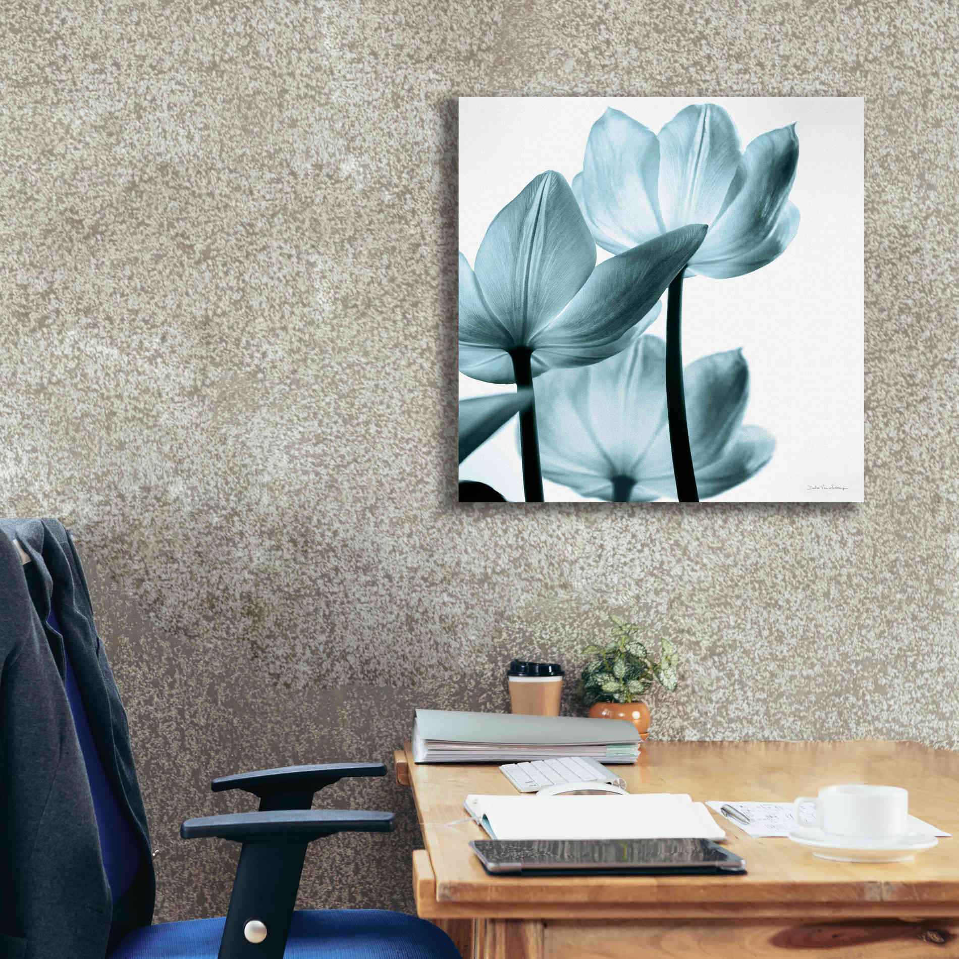 'Translucent Tulips III Aqua' by Debra Van Swearingen, Canvas Wall Art,26 x 26
