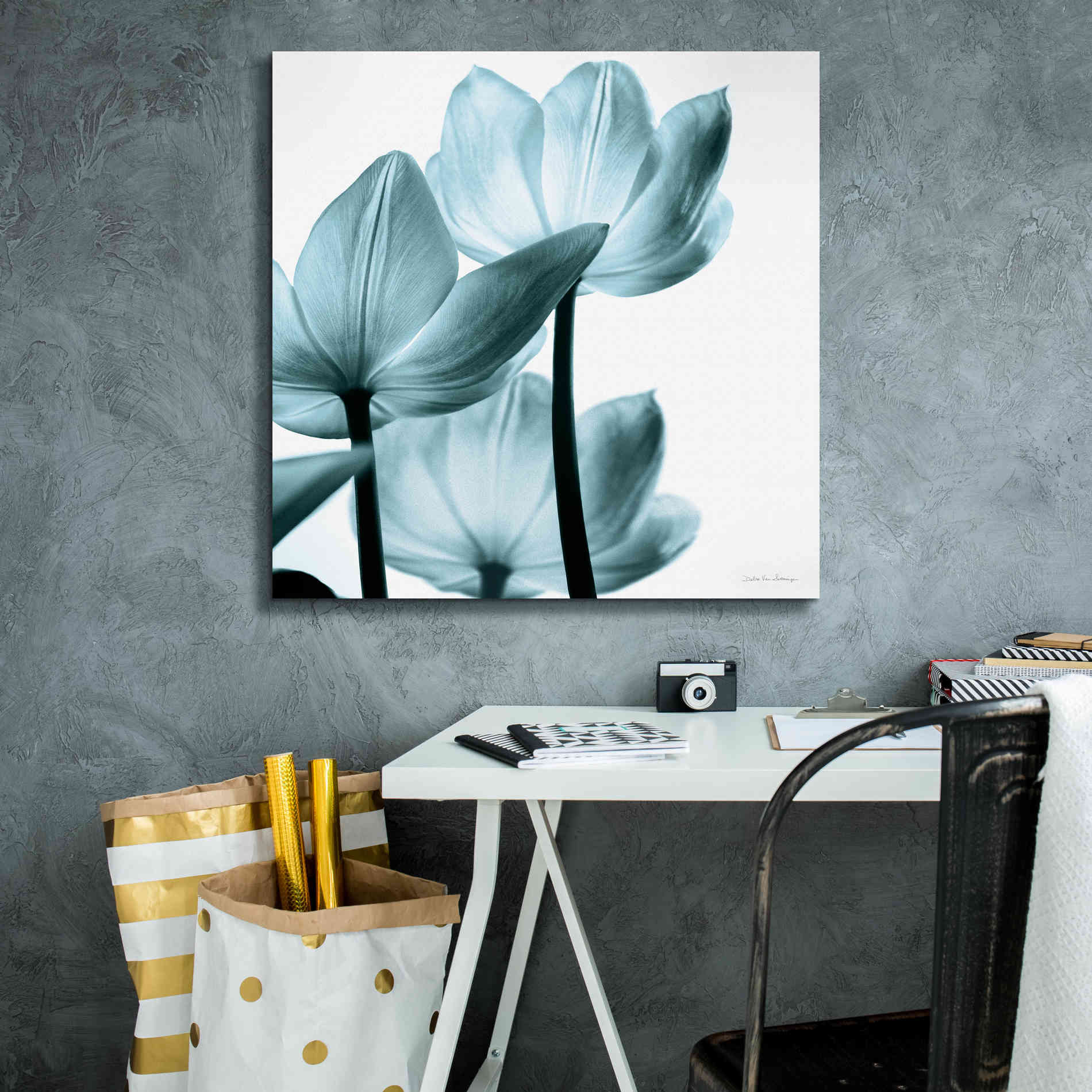 'Translucent Tulips III Aqua' by Debra Van Swearingen, Canvas Wall Art,26 x 26