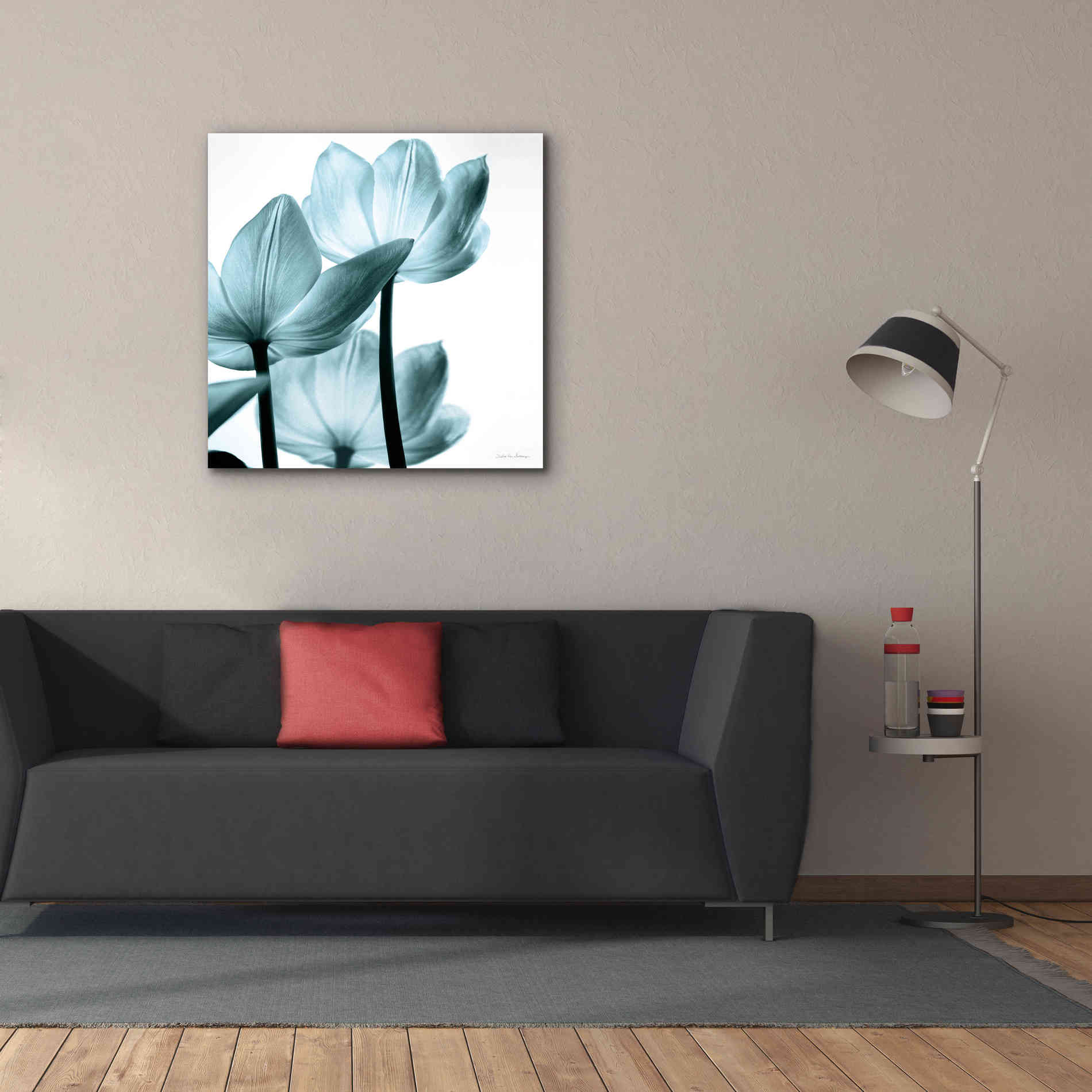 'Translucent Tulips III Aqua' by Debra Van Swearingen, Canvas Wall Art,37 x 37