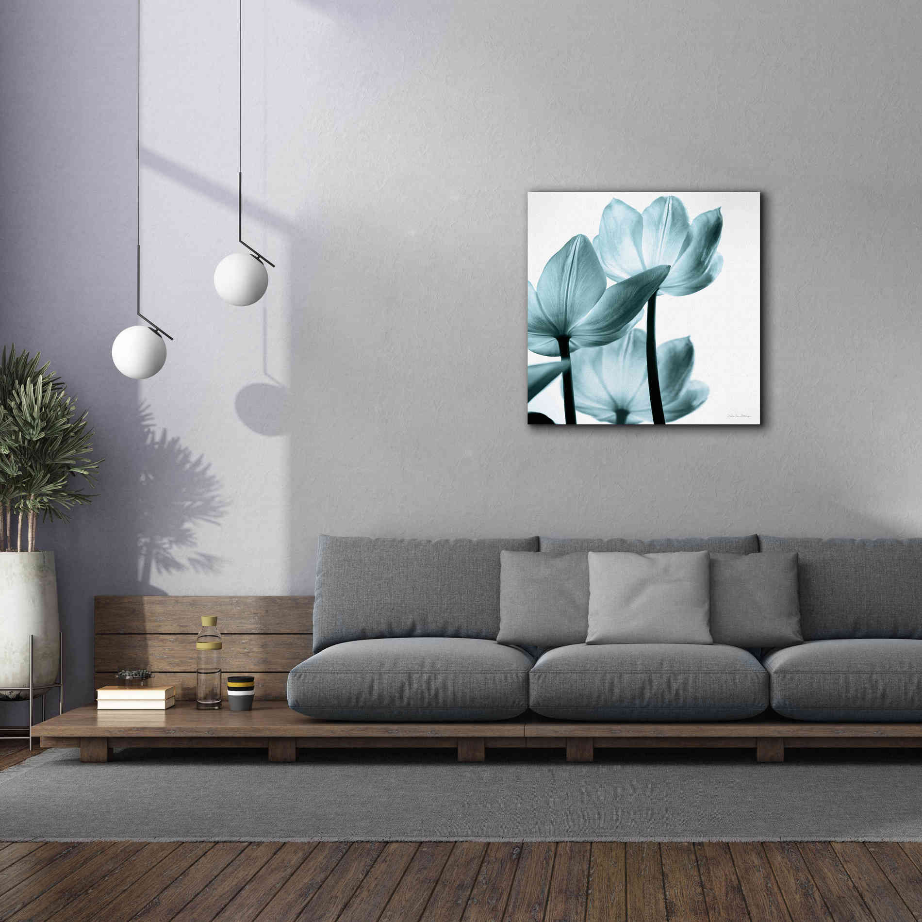 'Translucent Tulips III Aqua' by Debra Van Swearingen, Canvas Wall Art,37 x 37