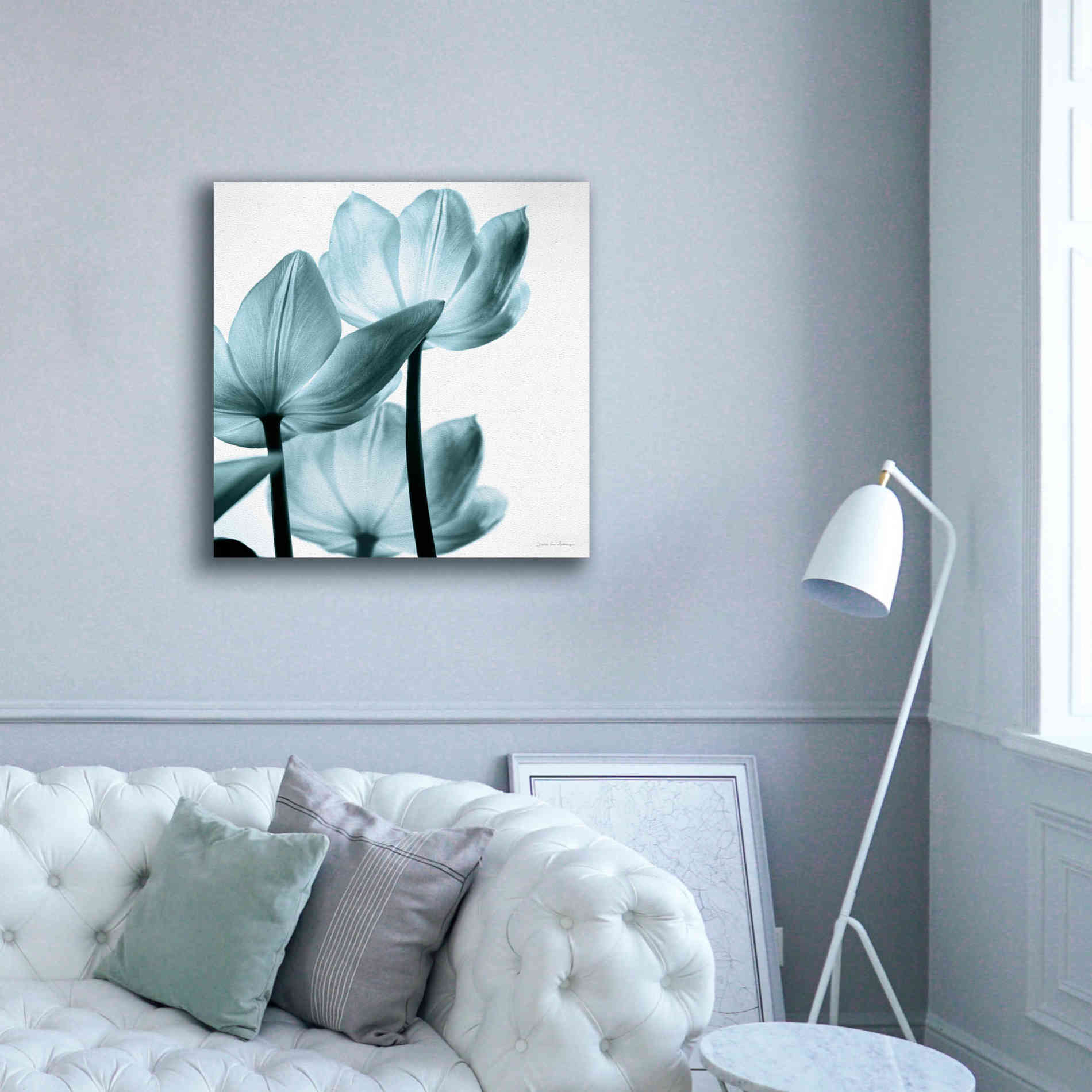 'Translucent Tulips III Aqua' by Debra Van Swearingen, Canvas Wall Art,37 x 37