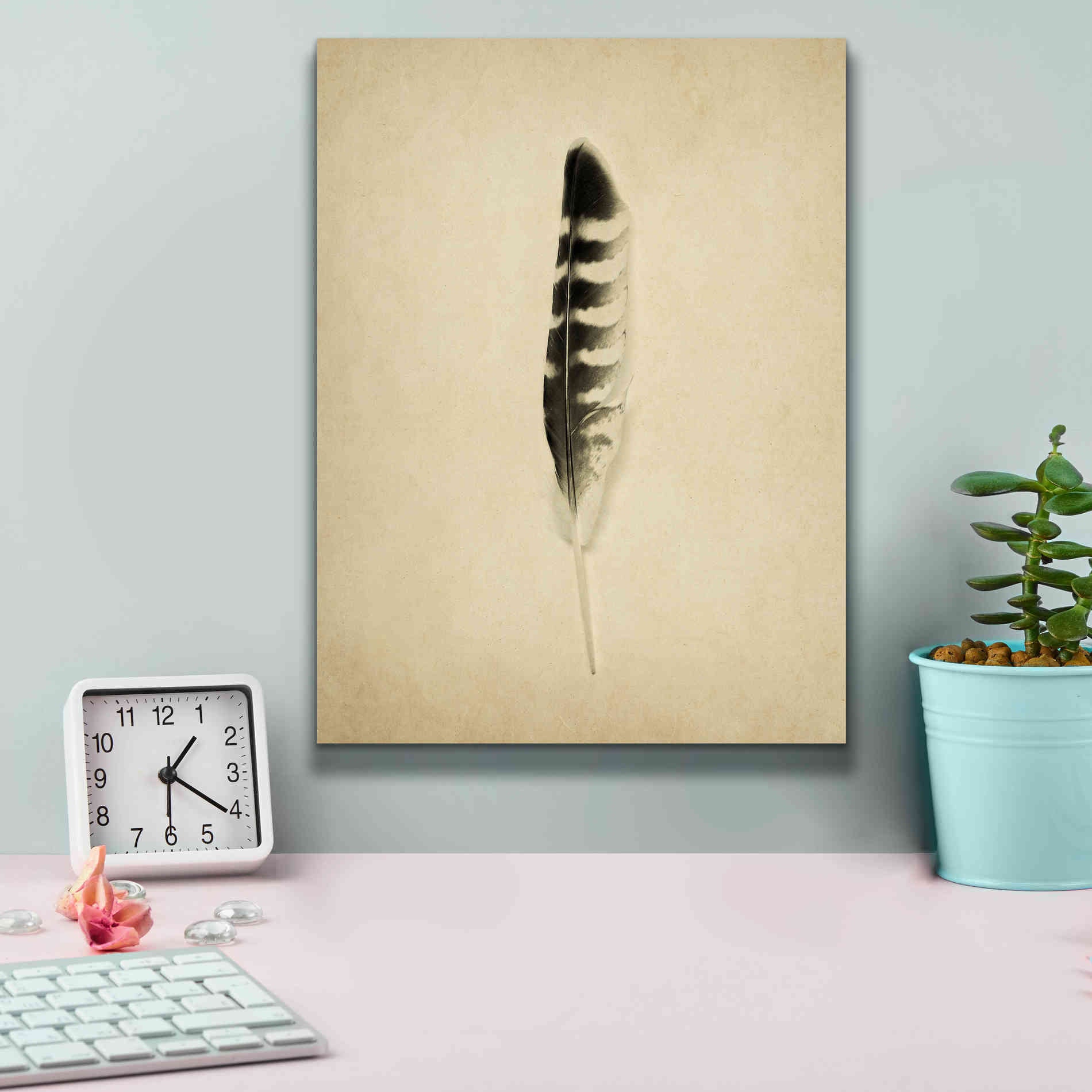 'Feather IV Vintage' by Debra Van Swearingen, Canvas Wall Art,12 x 16