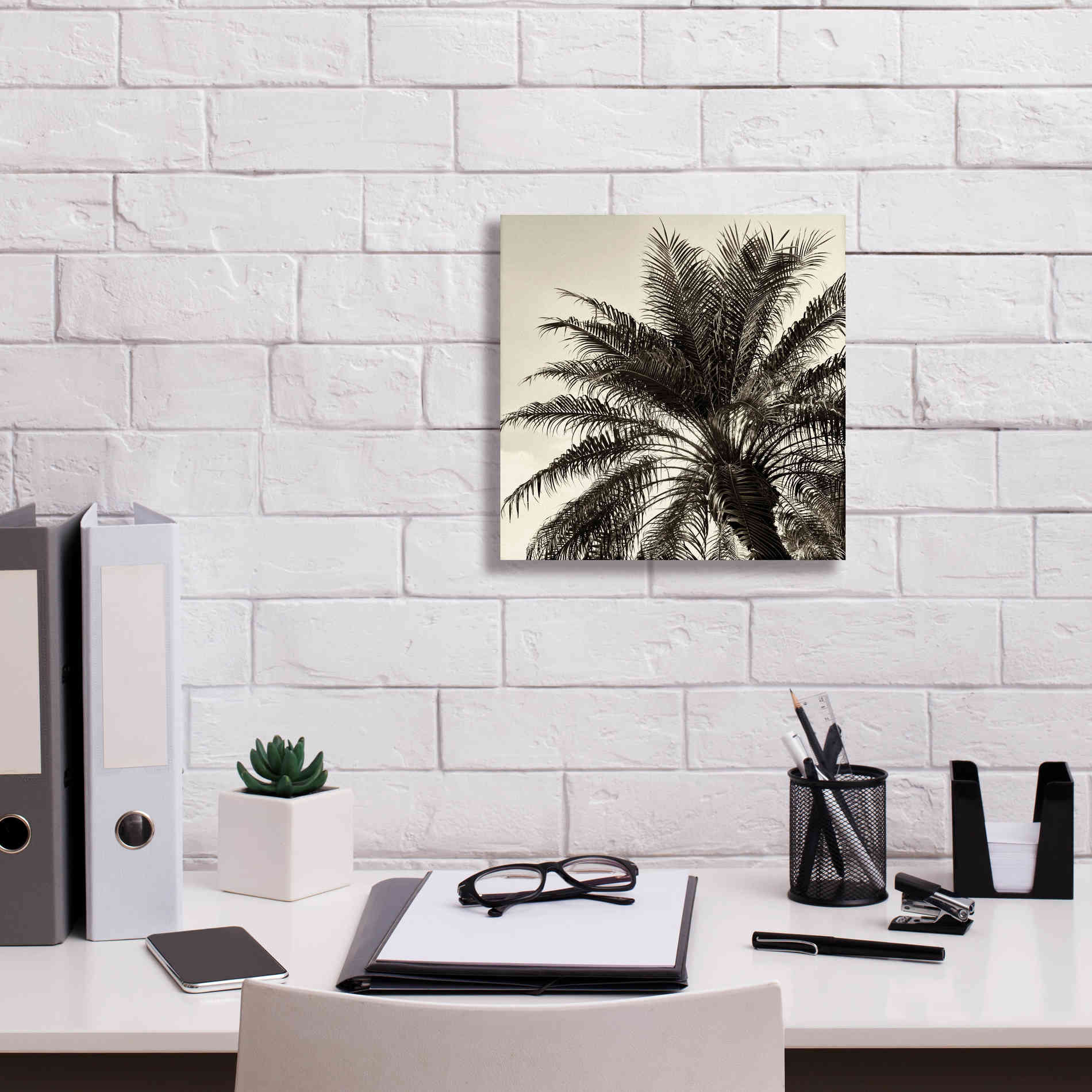 'Palm Tree Sepia I' by Debra Van Swearingen, Canvas Wall Art,12 x 12