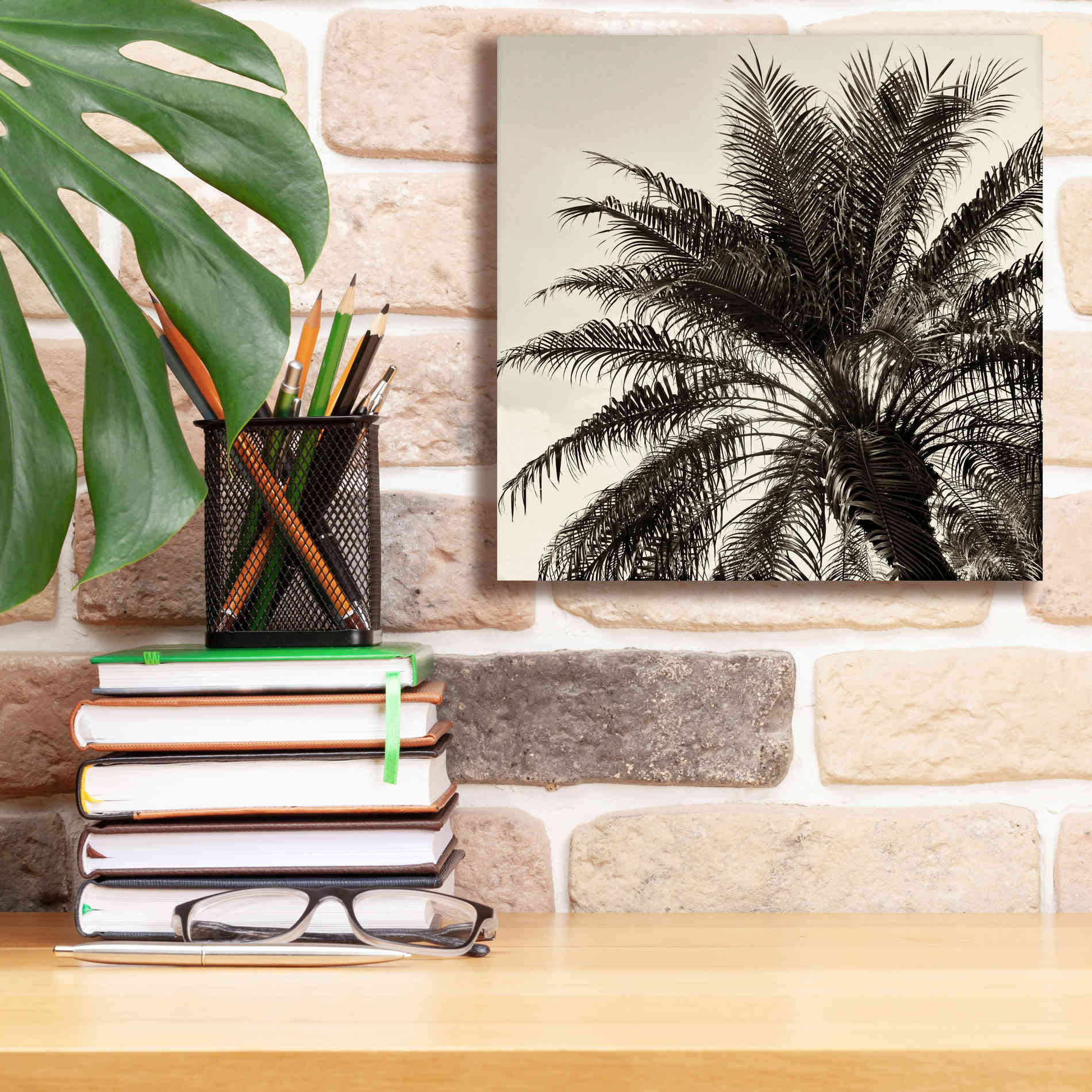 'Palm Tree Sepia I' by Debra Van Swearingen, Canvas Wall Art,12 x 12