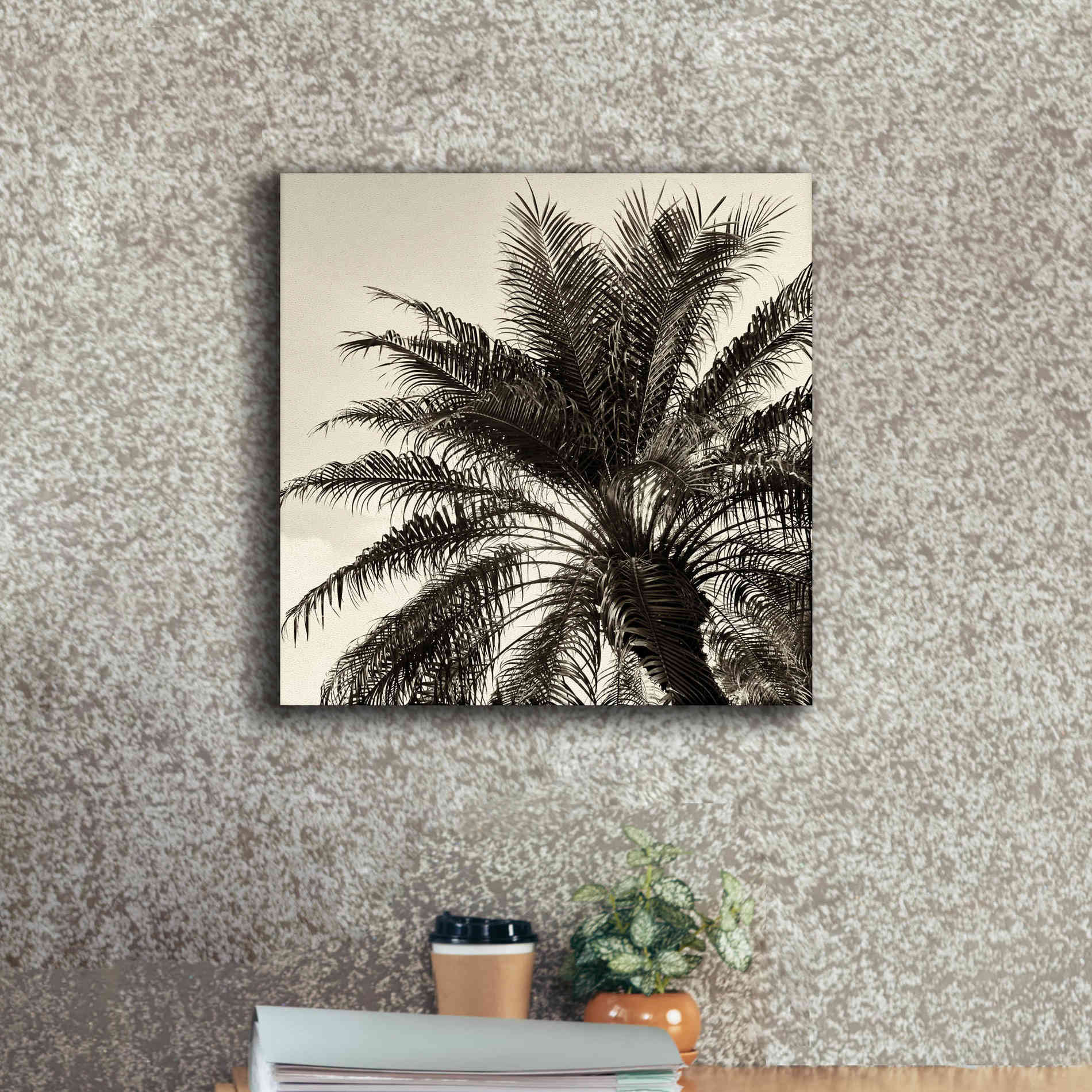 'Palm Tree Sepia I' by Debra Van Swearingen, Canvas Wall Art,18 x 18