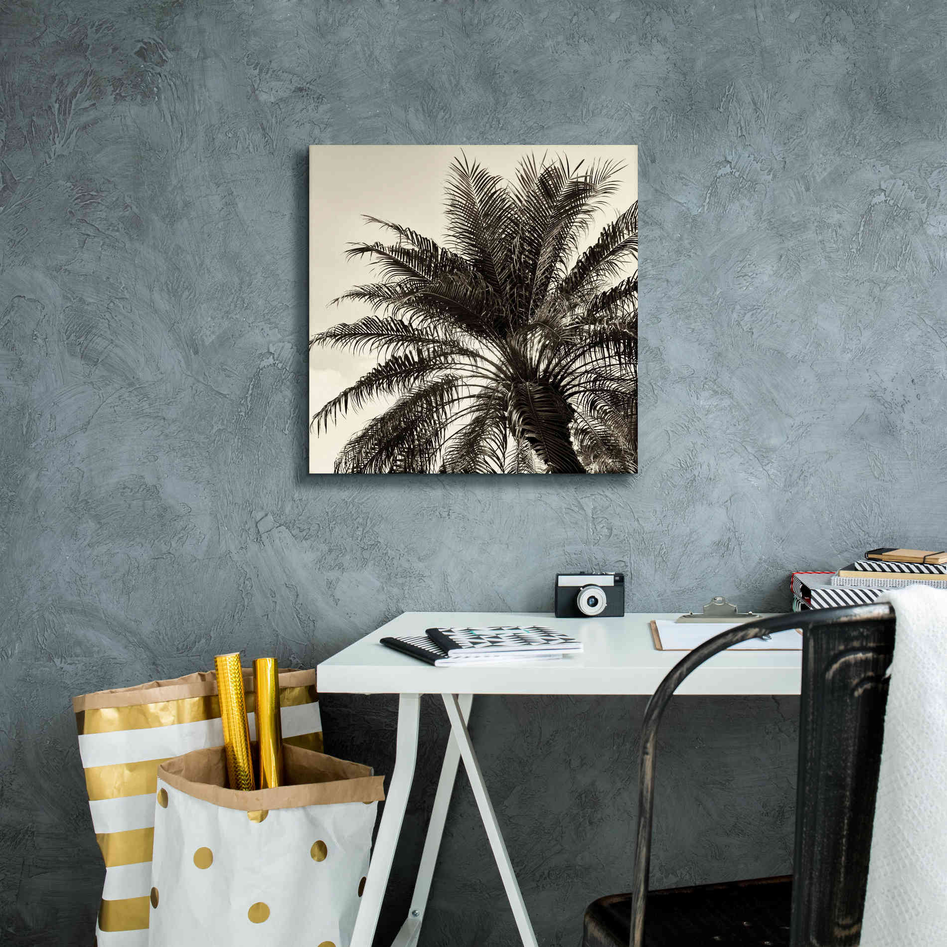 'Palm Tree Sepia I' by Debra Van Swearingen, Canvas Wall Art,18 x 18
