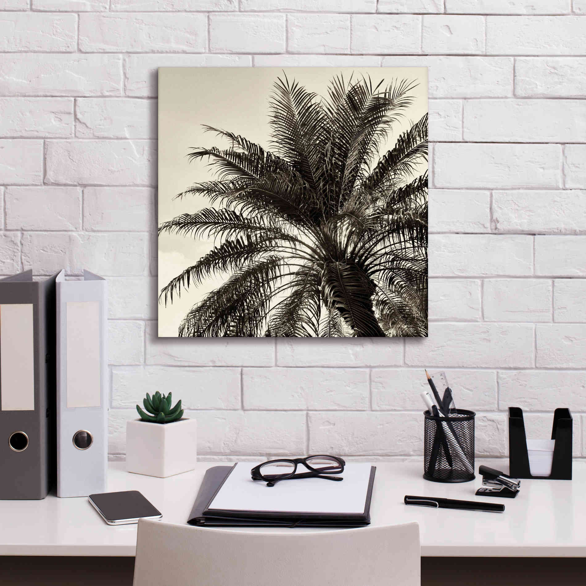 'Palm Tree Sepia I' by Debra Van Swearingen, Canvas Wall Art,18 x 18
