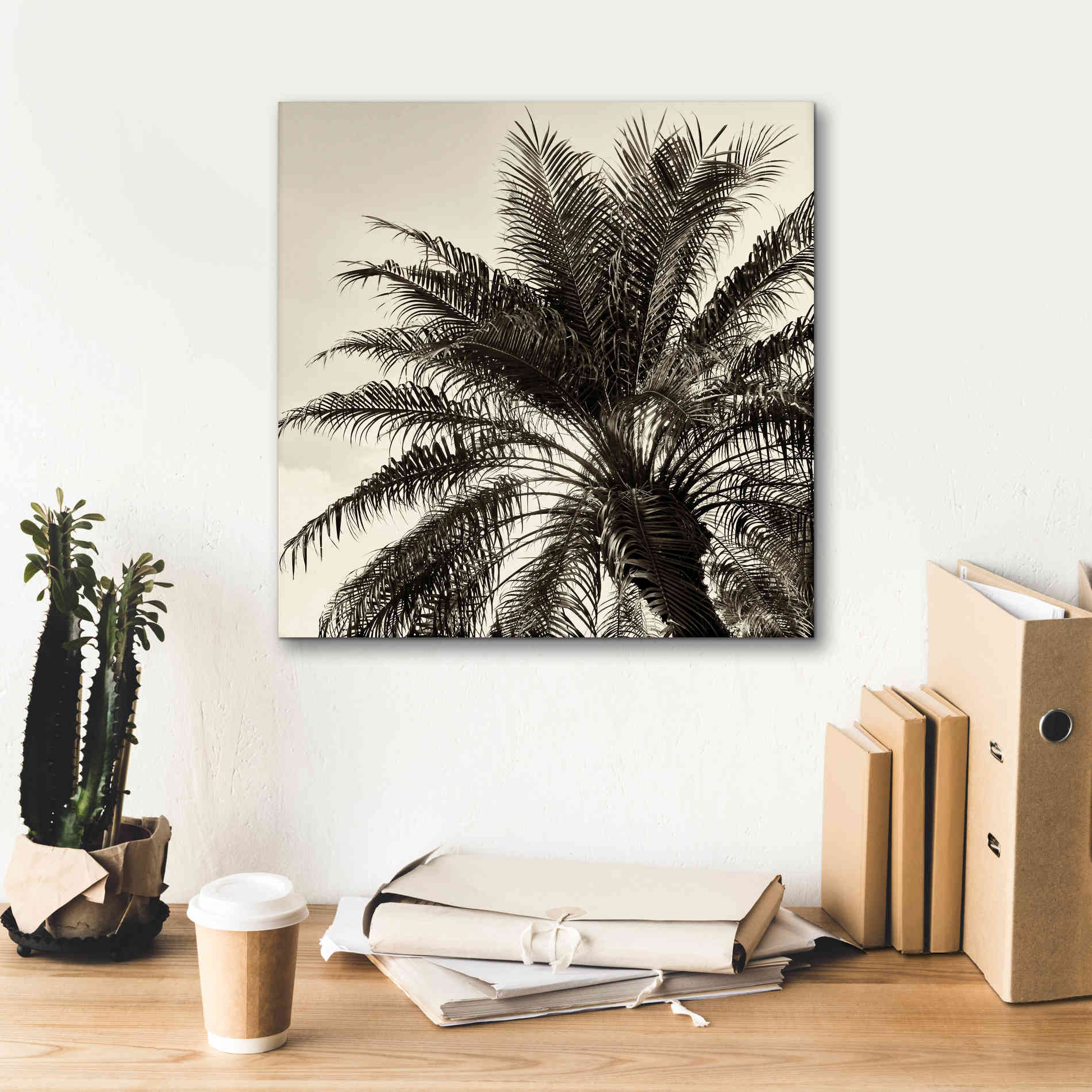 'Palm Tree Sepia I' by Debra Van Swearingen, Canvas Wall Art,18 x 18