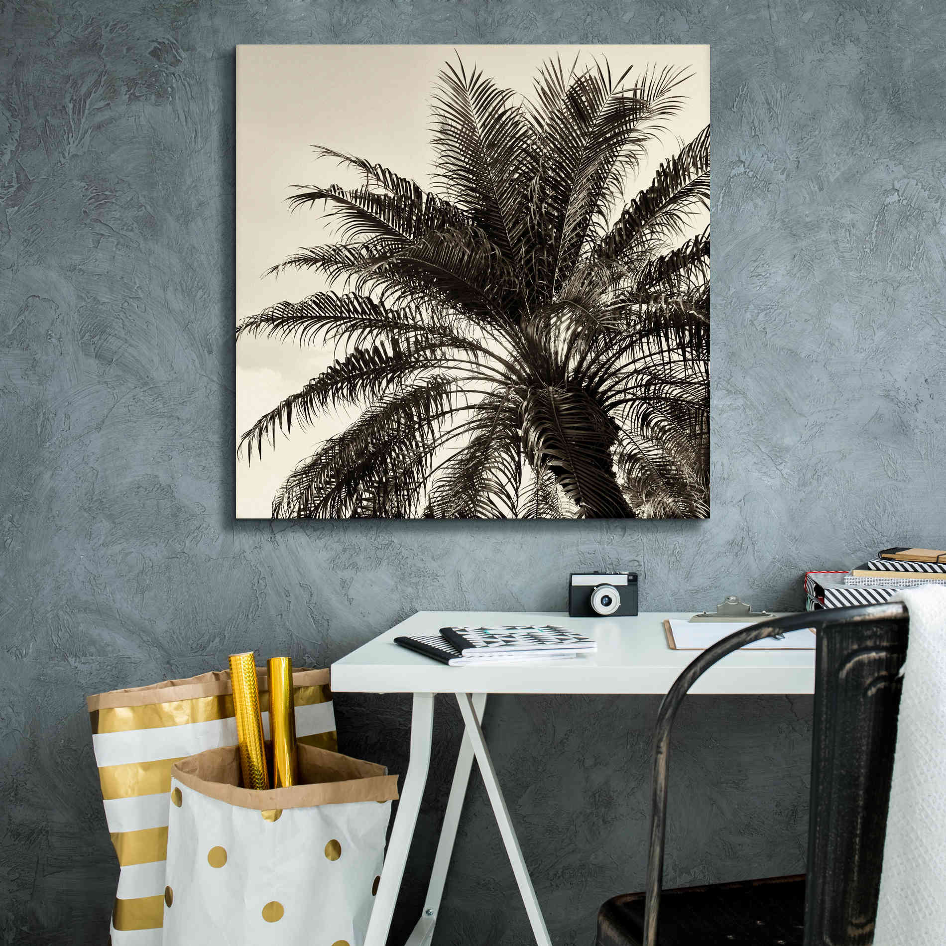 'Palm Tree Sepia I' by Debra Van Swearingen, Canvas Wall Art,26 x 26