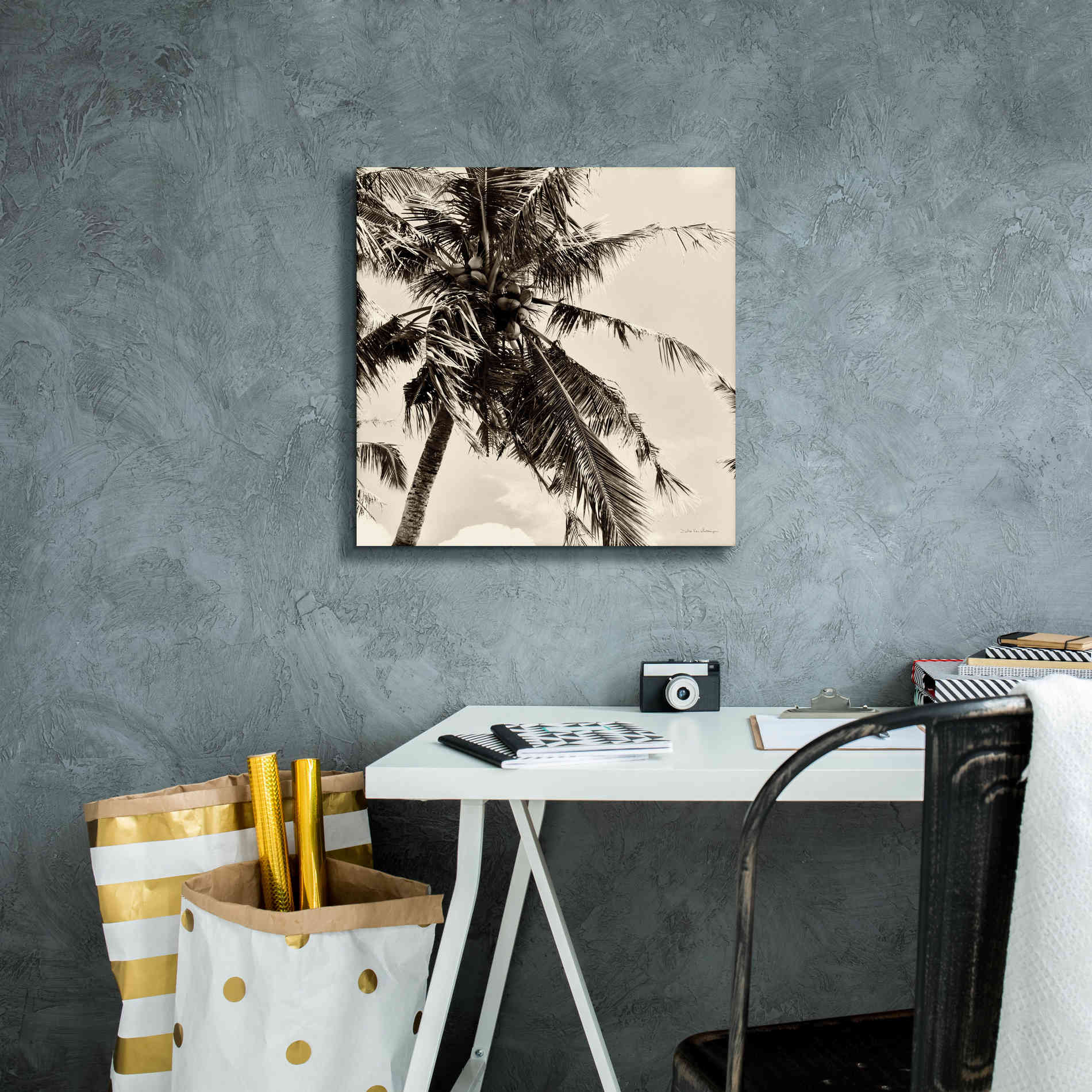 'Palm Tree Sepia II' by Debra Van Swearingen, Canvas Wall Art,18 x 18