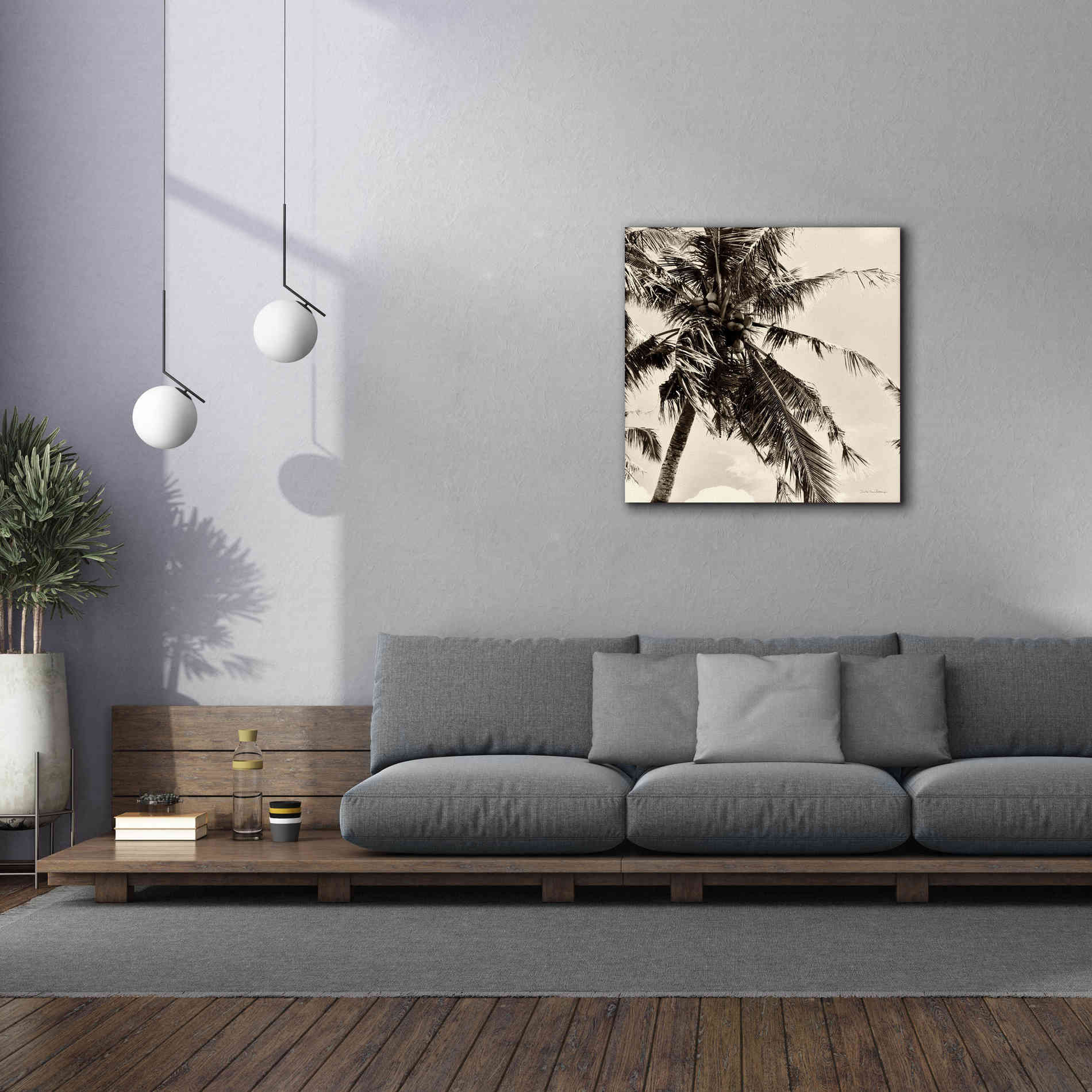 'Palm Tree Sepia II' by Debra Van Swearingen, Canvas Wall Art,37 x 37