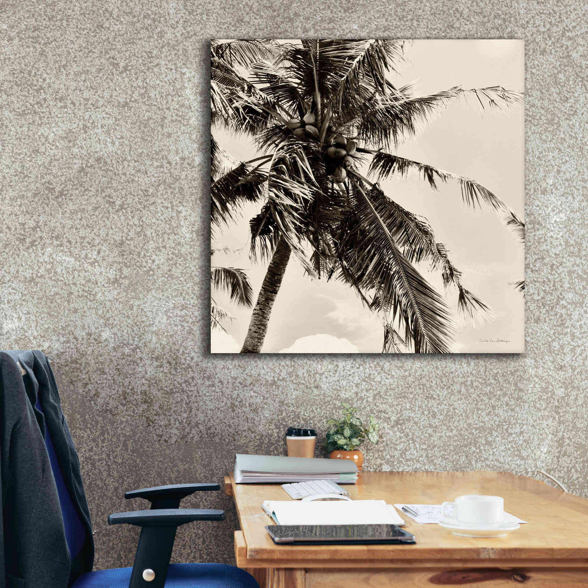 'Palm Tree Sepia II' by Debra Van Swearingen, Canvas Wall Art,37 x 37