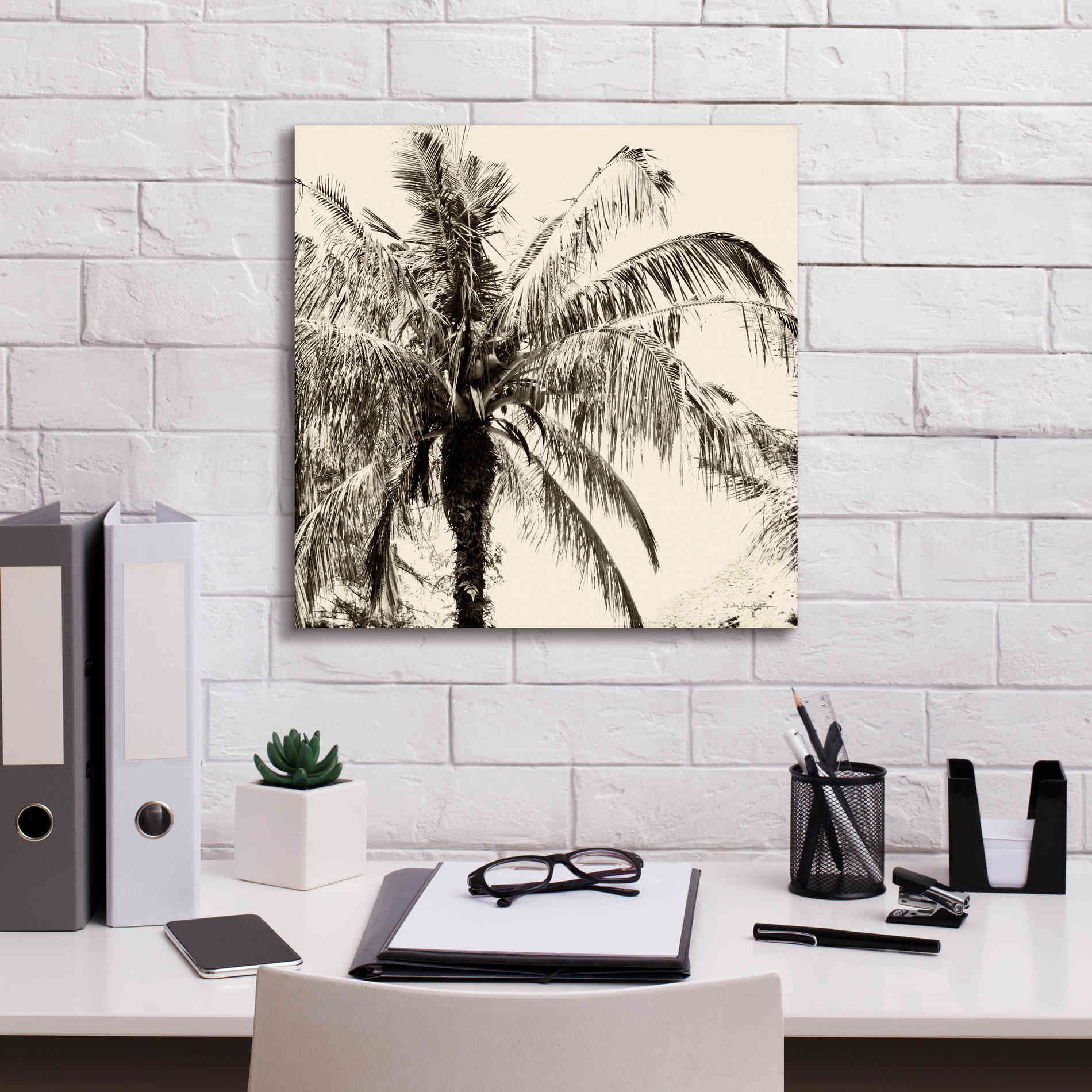 'Palm Tree Sepia III' by Debra Van Swearingen, Canvas Wall Art,18 x 18