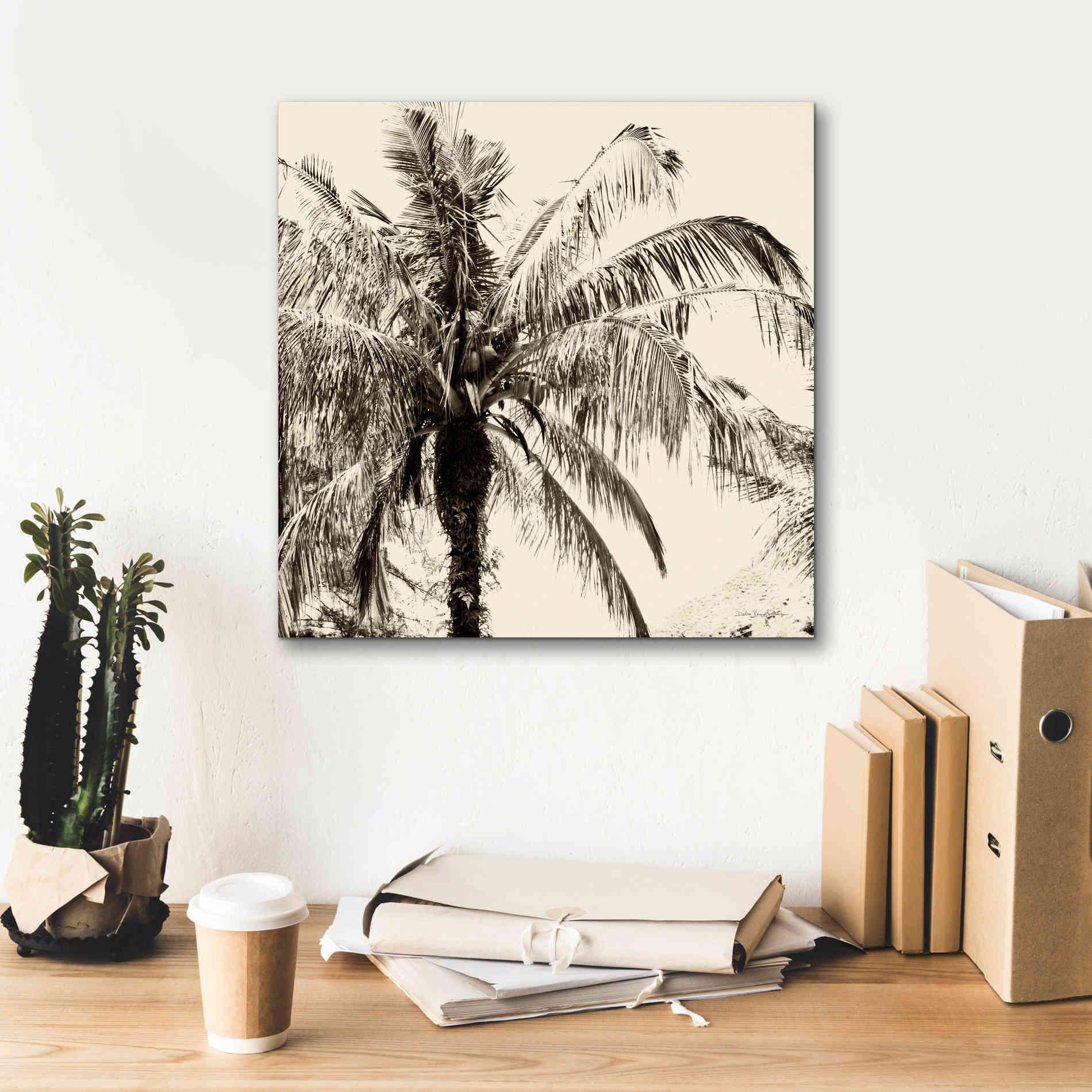 'Palm Tree Sepia III' by Debra Van Swearingen, Canvas Wall Art,18 x 18