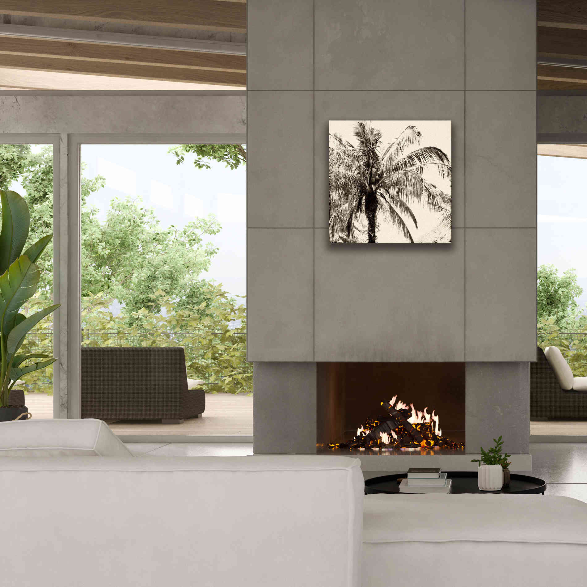 'Palm Tree Sepia III' by Debra Van Swearingen, Canvas Wall Art,26 x 26