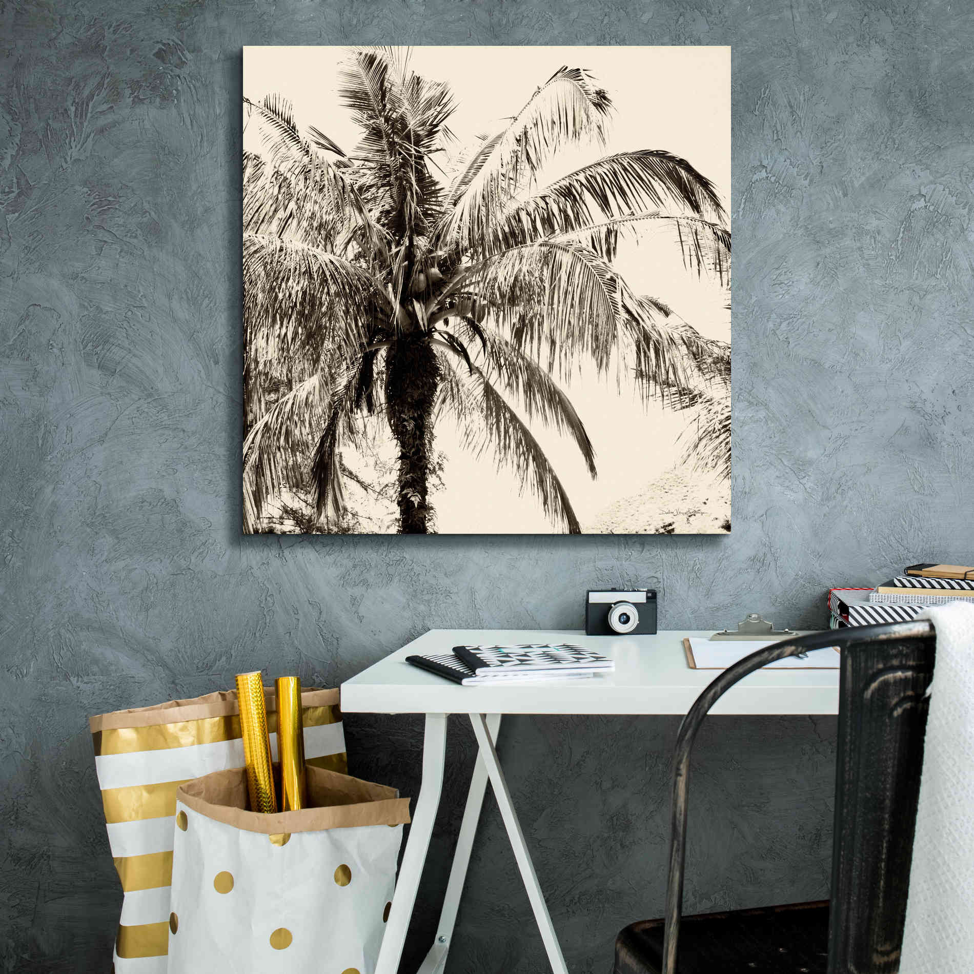 'Palm Tree Sepia III' by Debra Van Swearingen, Canvas Wall Art,26 x 26