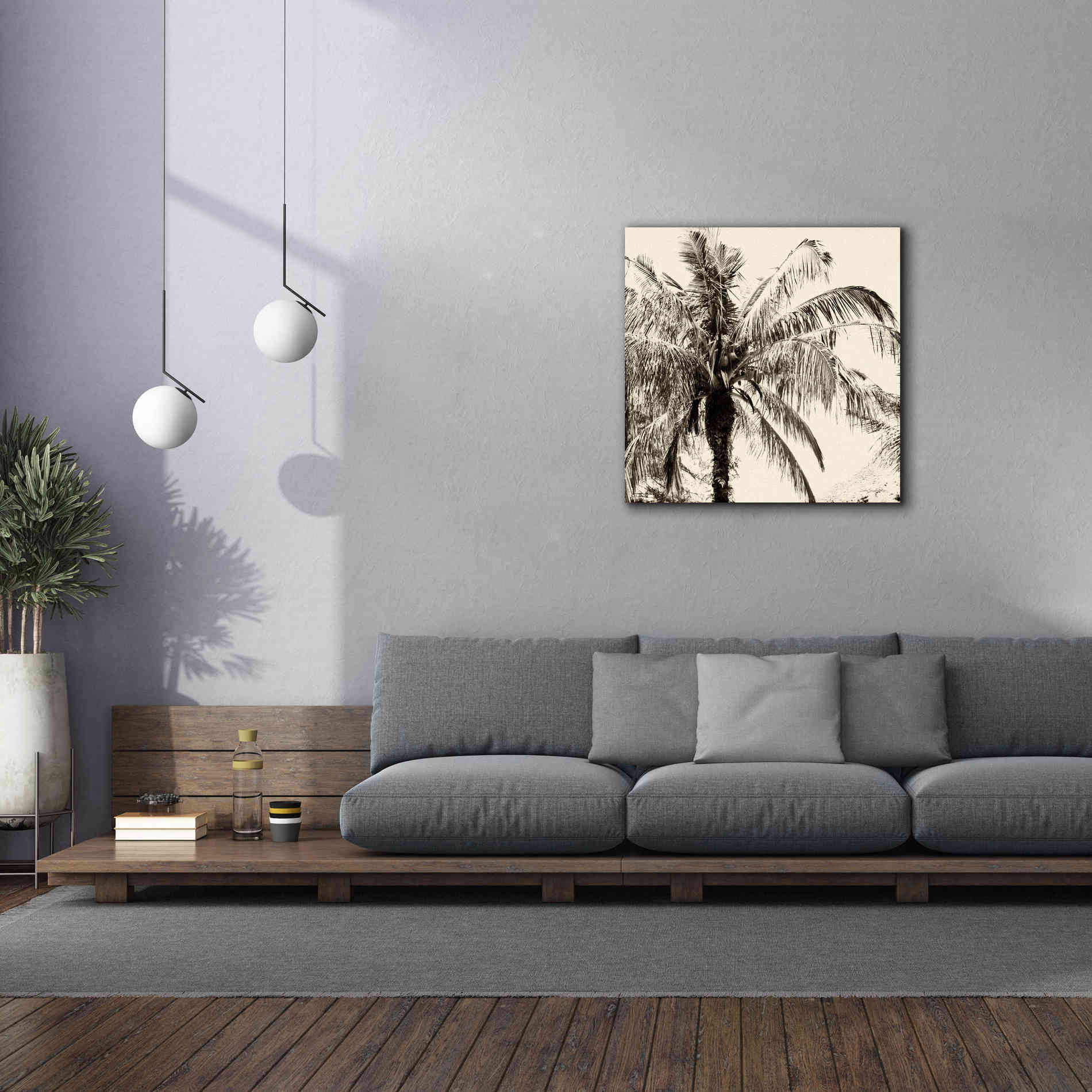 'Palm Tree Sepia III' by Debra Van Swearingen, Canvas Wall Art,37 x 37