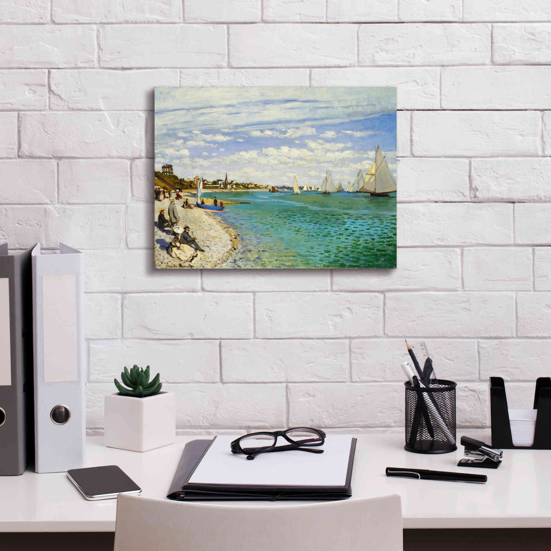 'Regatta at Sainte-Adresse' by Claude Monet, Canvas Wall Art,16 x 12