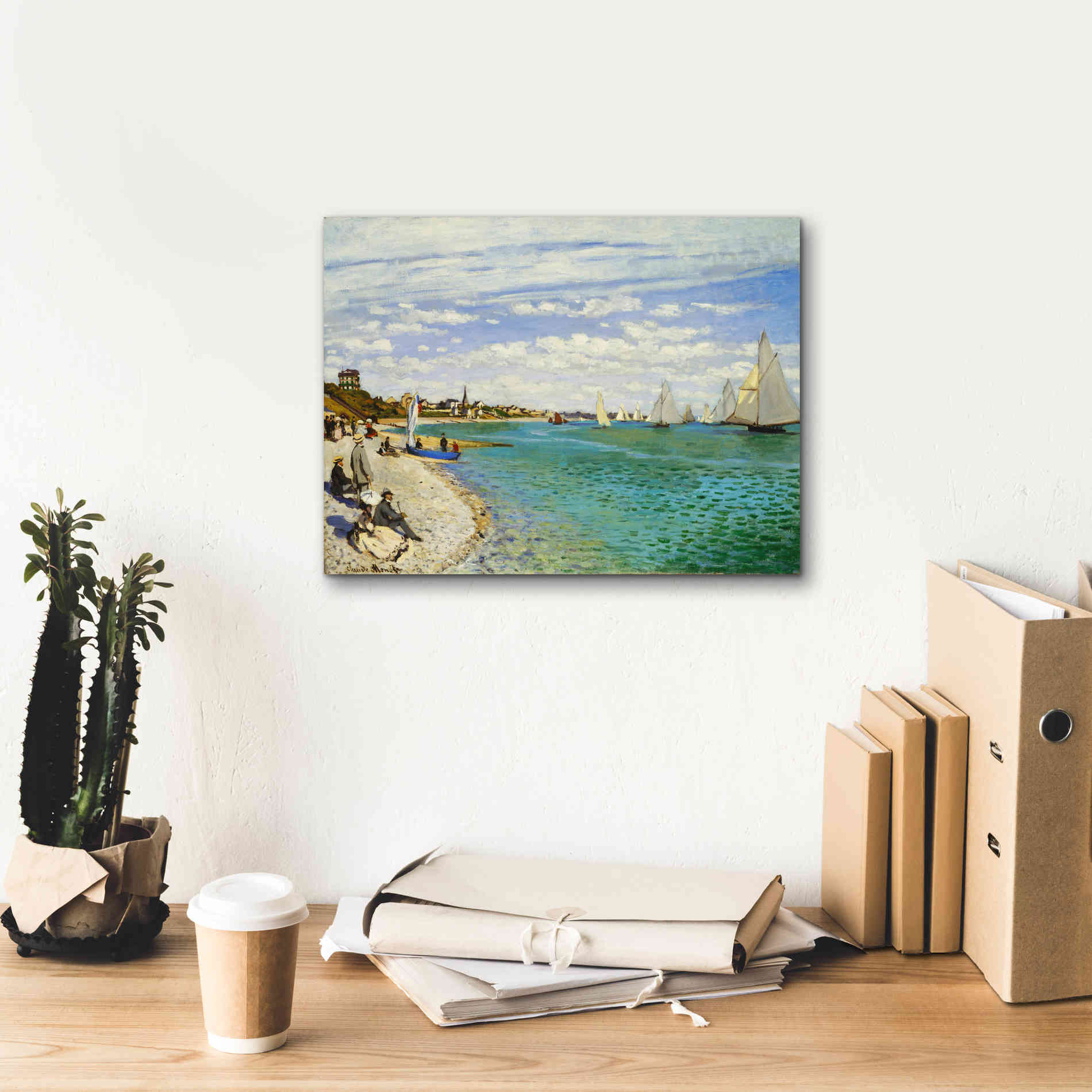 'Regatta at Sainte-Adresse' by Claude Monet, Canvas Wall Art,16 x 12