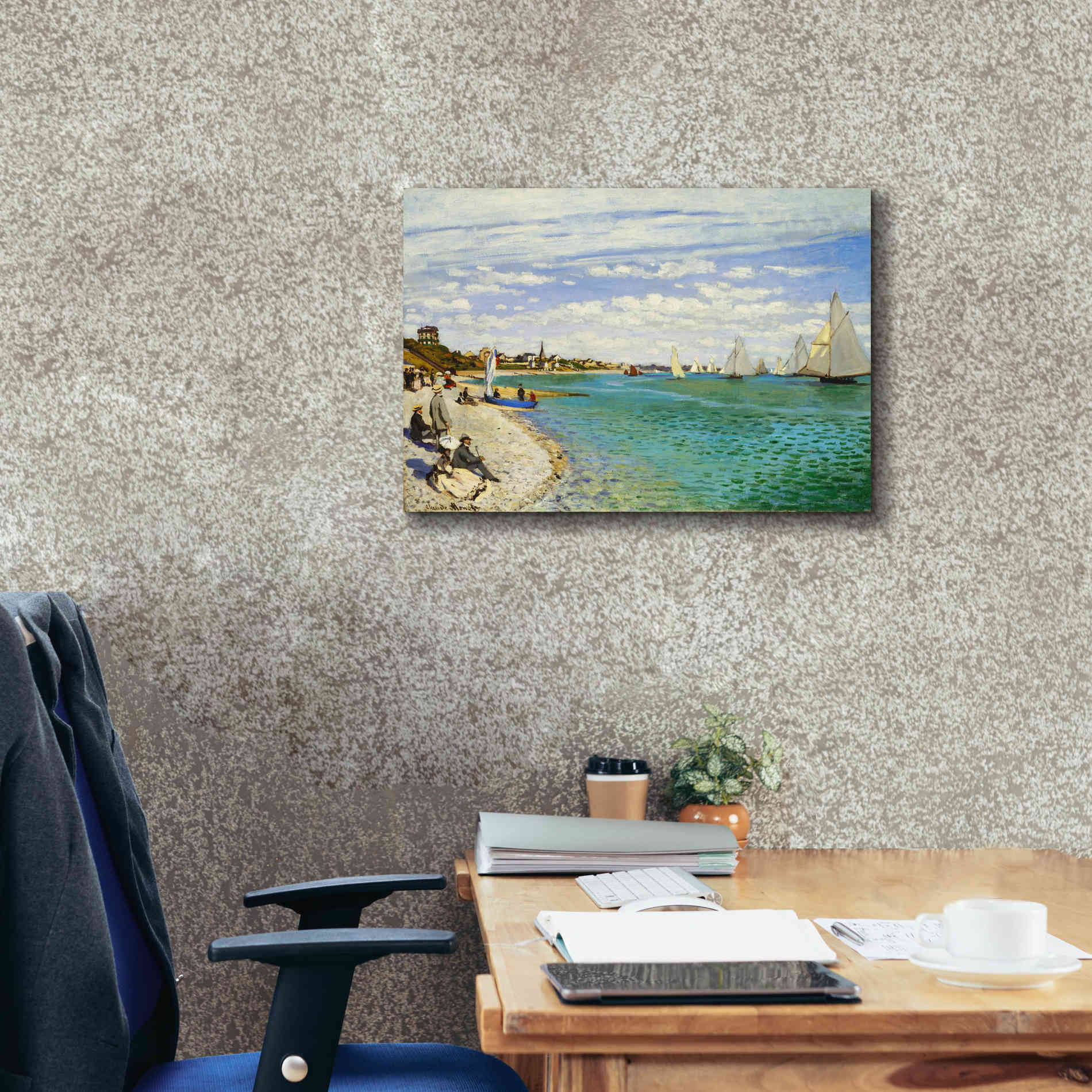 'Regatta at Sainte-Adresse' by Claude Monet, Canvas Wall Art,26 x 18