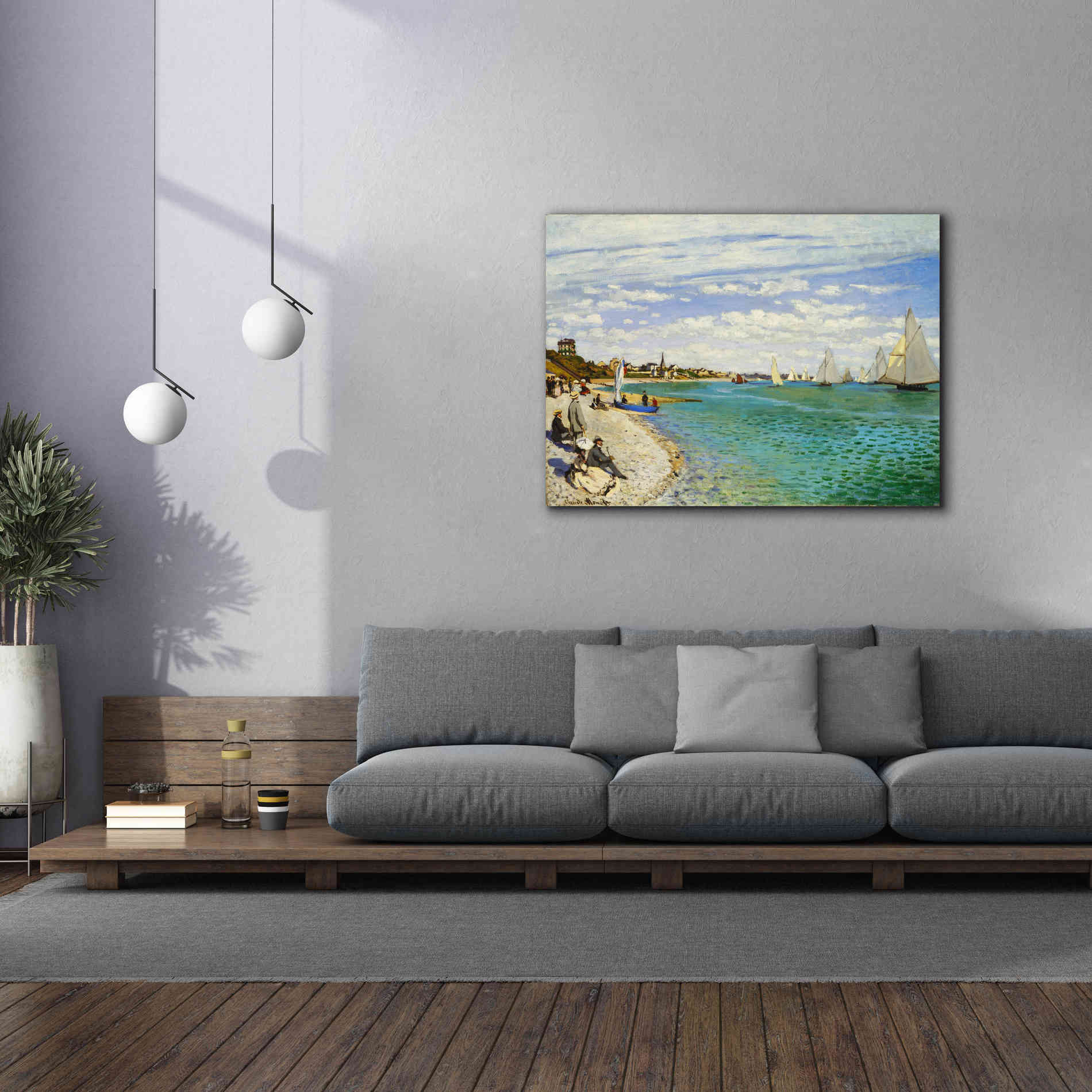 'Regatta at Sainte-Adresse' by Claude Monet, Canvas Wall Art,54 x 40