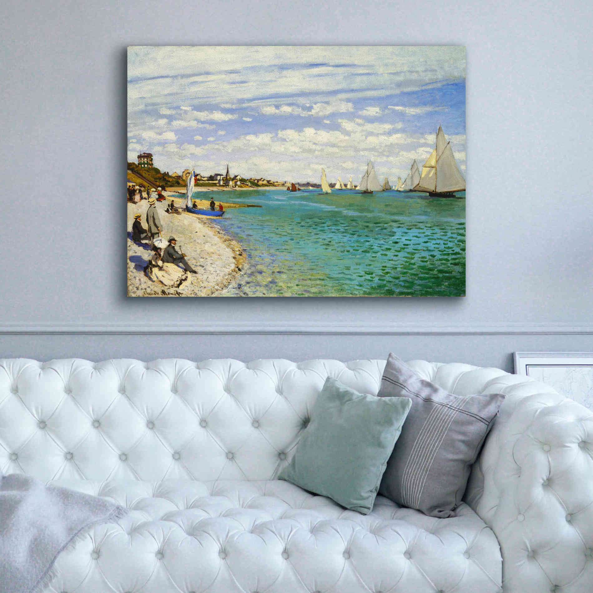 'Regatta at Sainte-Adresse' by Claude Monet, Canvas Wall Art,54 x 40