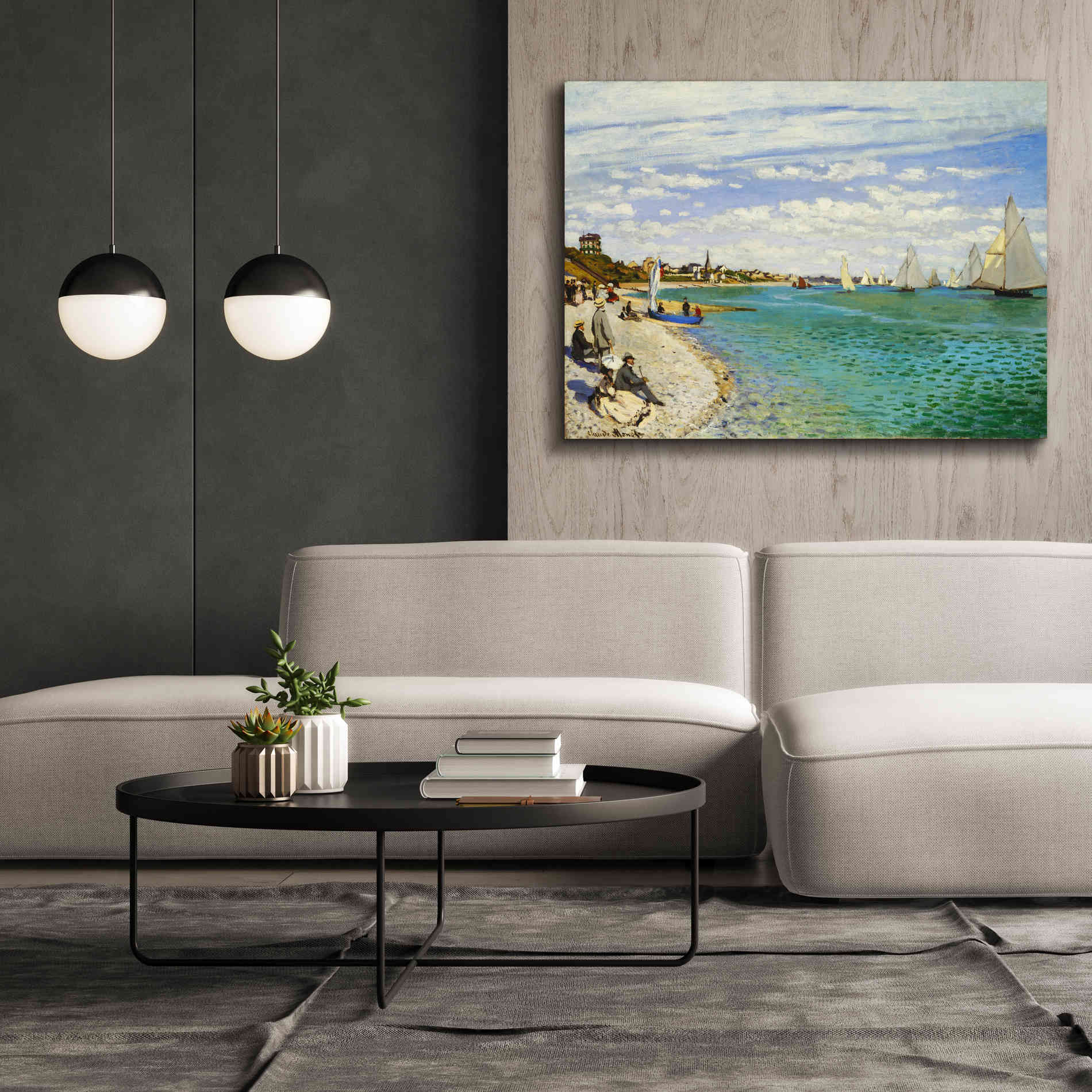 'Regatta at Sainte-Adresse' by Claude Monet, Canvas Wall Art,54 x 40