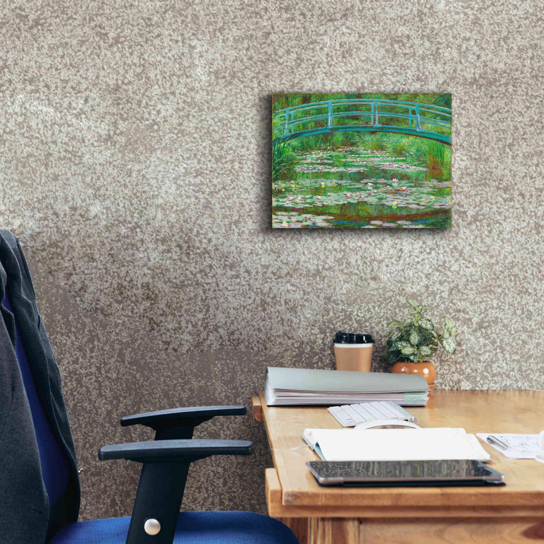 'The Japanese Footbridge' by Claude Monet, Canvas Wall Art,16 x 12