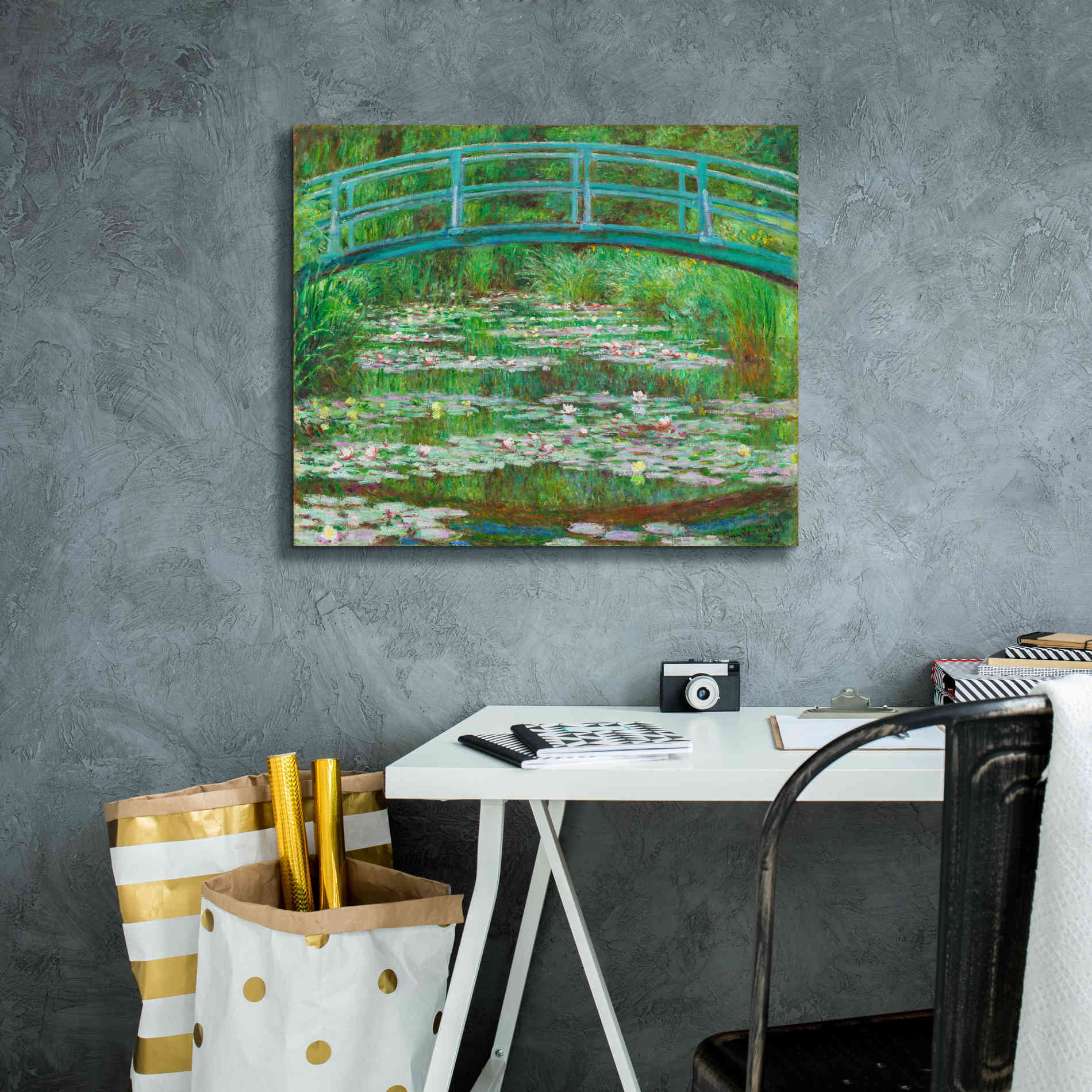 'The Japanese Footbridge' by Claude Monet, Canvas Wall Art,24 x 20
