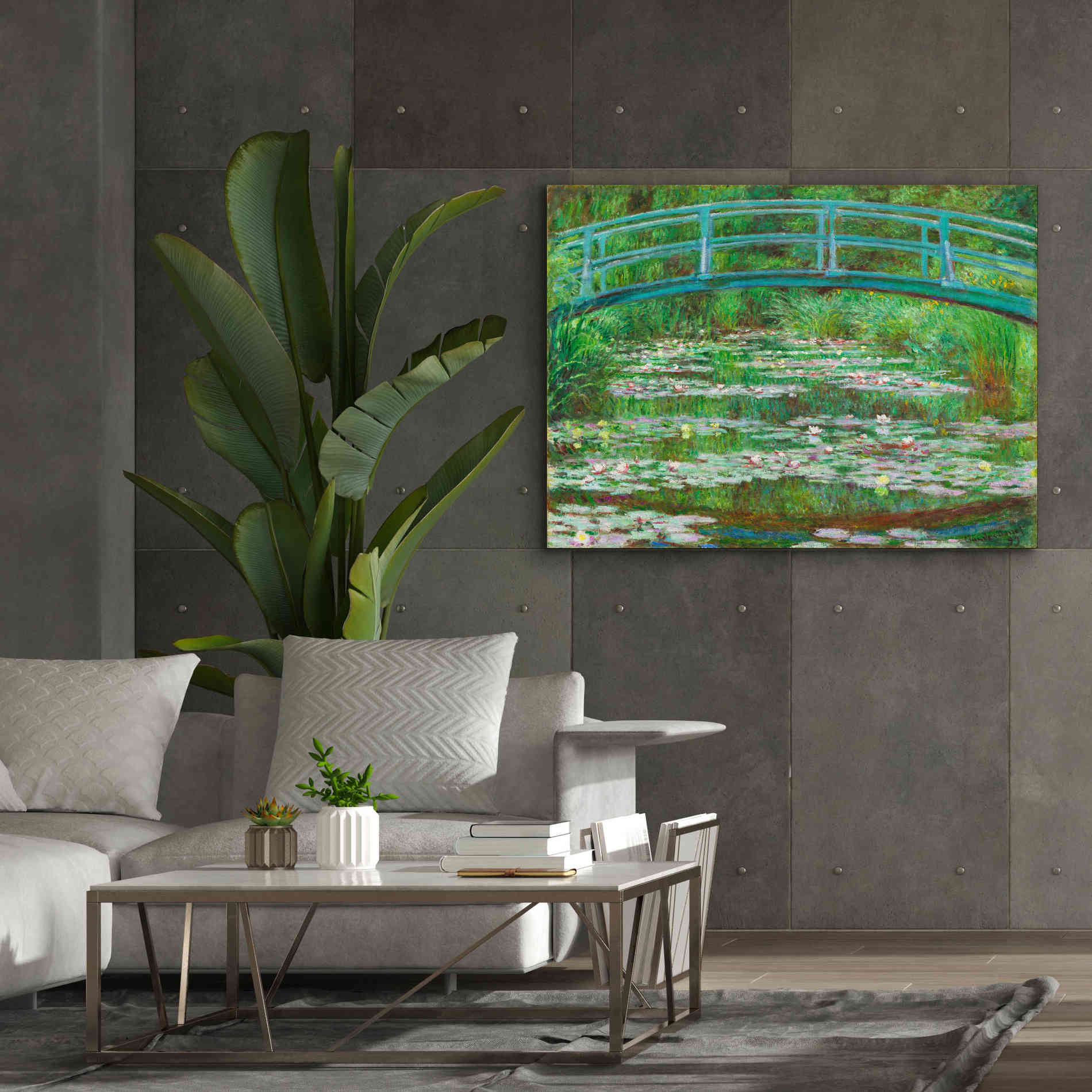 'The Japanese Footbridge' by Claude Monet, Canvas Wall Art,54 x 40