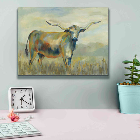 Image of 'Colorful Longhorn Cow' by Silvia Vassileva, Canvas Wall Art,16 x 12