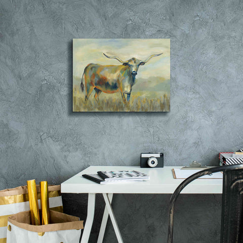 Image of 'Colorful Longhorn Cow' by Silvia Vassileva, Canvas Wall Art,16 x 12