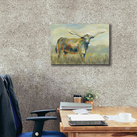 Image of 'Colorful Longhorn Cow' by Silvia Vassileva, Canvas Wall Art,24 x 20