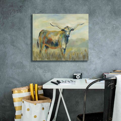 Image of 'Colorful Longhorn Cow' by Silvia Vassileva, Canvas Wall Art,24 x 20