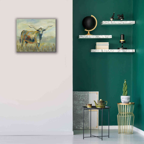 Image of 'Colorful Longhorn Cow' by Silvia Vassileva, Canvas Wall Art,24 x 20