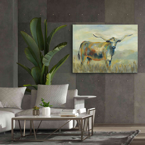 Image of 'Colorful Longhorn Cow' by Silvia Vassileva, Canvas Wall Art,54 x 40