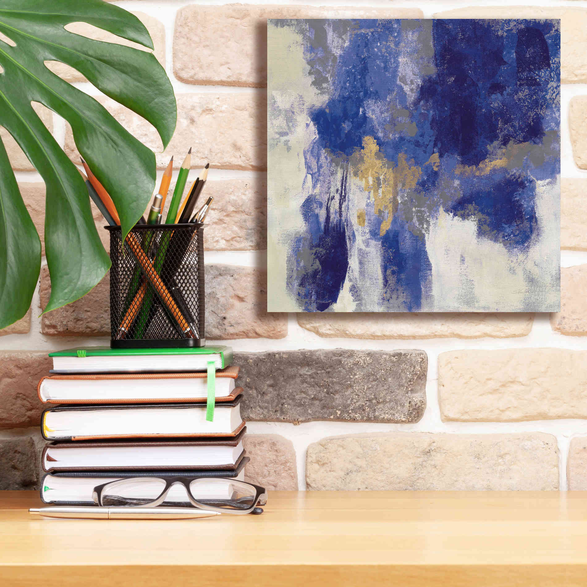 'Sparkle Abstract II Blue' by Silvia Vassileva, Canvas Wall Art,12 x 12