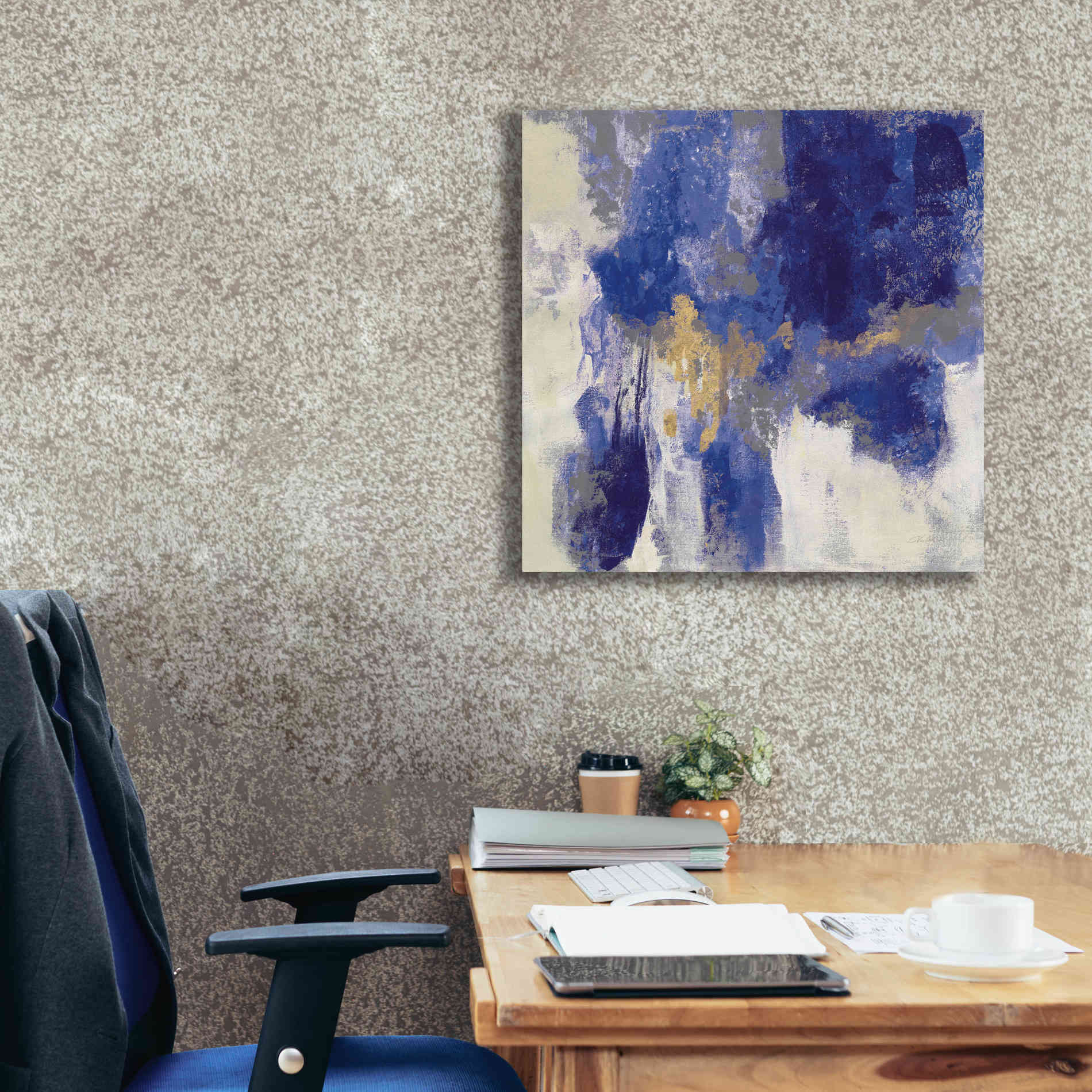 'Sparkle Abstract II Blue' by Silvia Vassileva, Canvas Wall Art,26 x 26