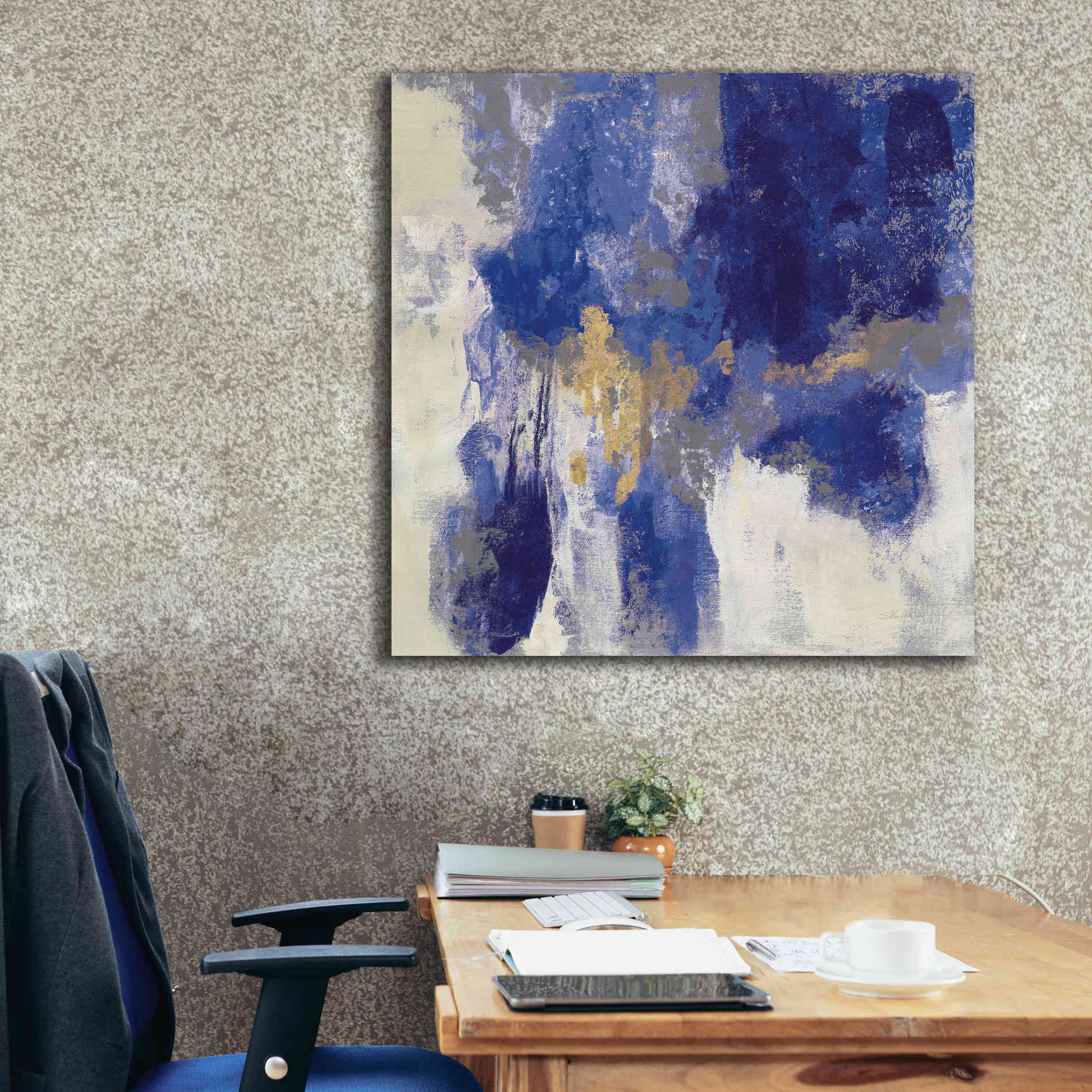 'Sparkle Abstract II Blue' by Silvia Vassileva, Canvas Wall Art,37 x 37