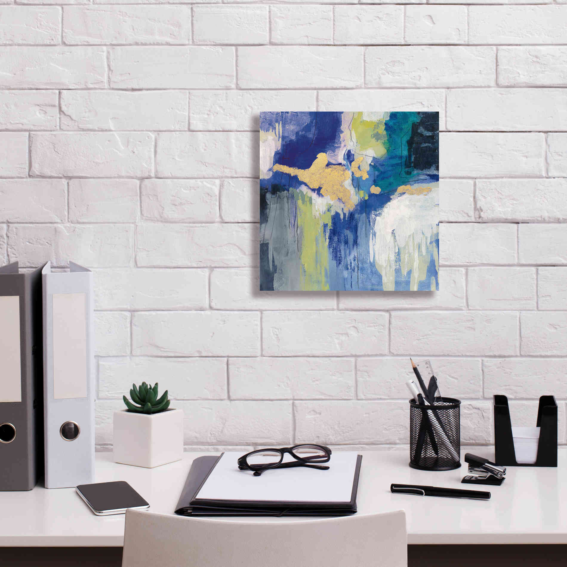 'Sparkle Abstract III Blue' by Silvia Vassileva, Canvas Wall Art,12 x 12