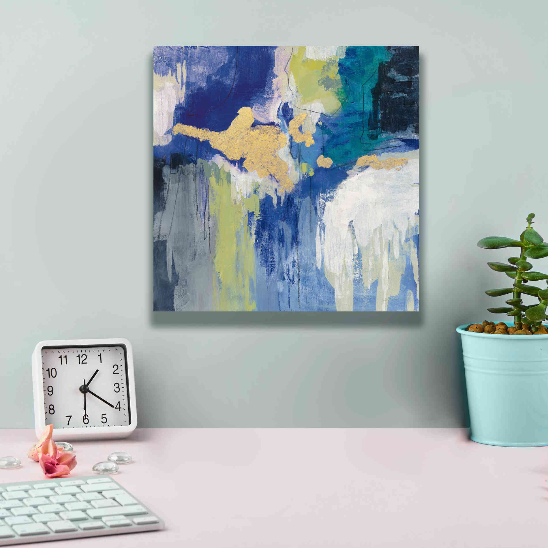 'Sparkle Abstract III Blue' by Silvia Vassileva, Canvas Wall Art,12 x 12