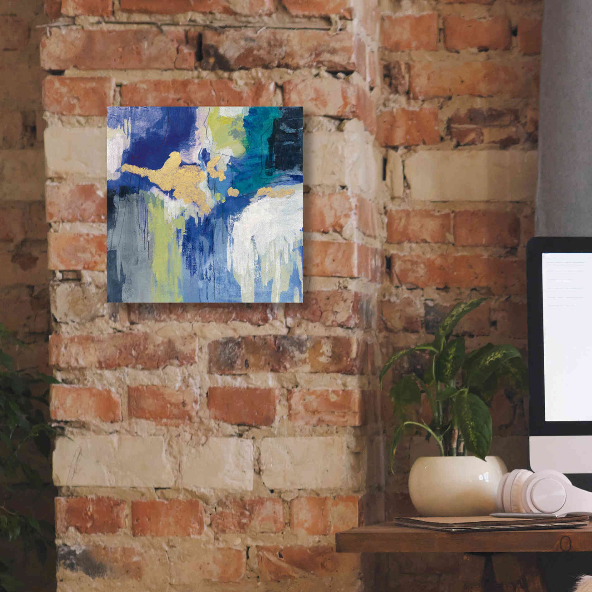 'Sparkle Abstract III Blue' by Silvia Vassileva, Canvas Wall Art,12 x 12